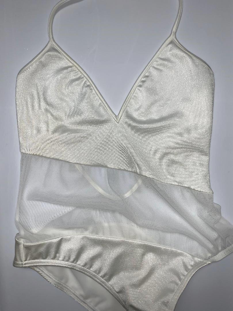 white mesh swimsuit