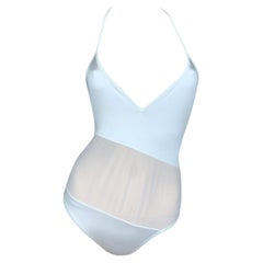Vintage S/S 1997 Gucci Tom Ford Sheer White Mesh Plunging Swimsuit