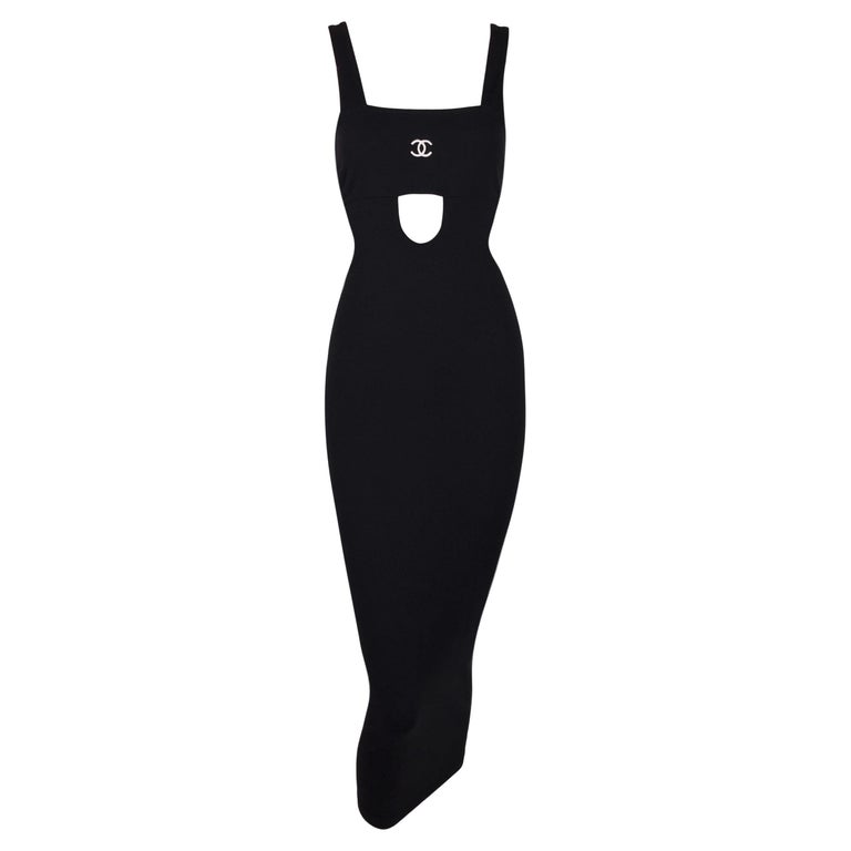 Vintage S/S 1998 Chanel Black Cut-Out Bodycon Pin-Up Wiggle Dress Vintage S/S 1998 Chanel Black Cut-Out Bodycon Pin-Up Wiggle Dress