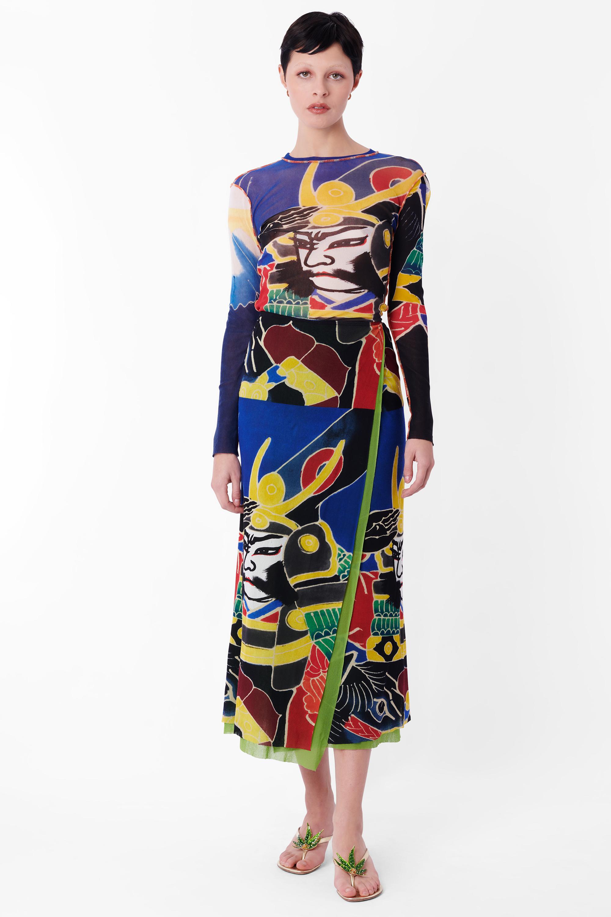 Vintage S/S 1999 Kabuki Print Mesh Co–ord In Excellent Condition For Sale In London, GB