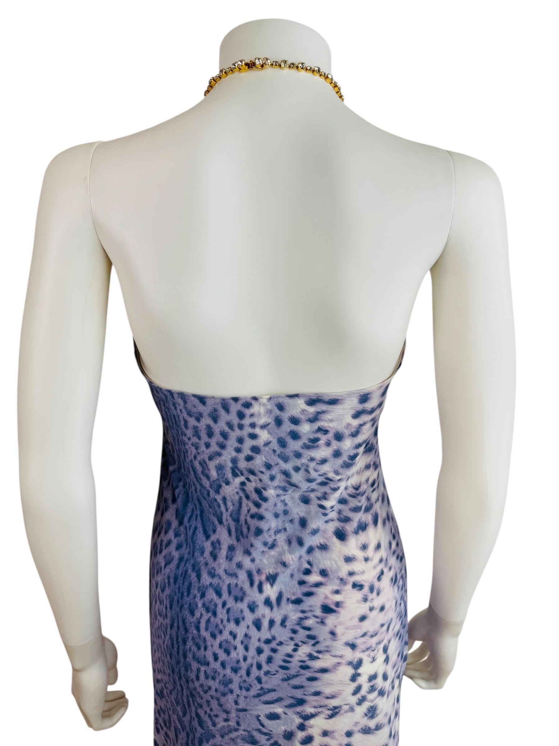 Vintage S/S 2000 Roberto Cavalli Purple Leopard Cheetah Animal Print Mini Dress For Sale 9