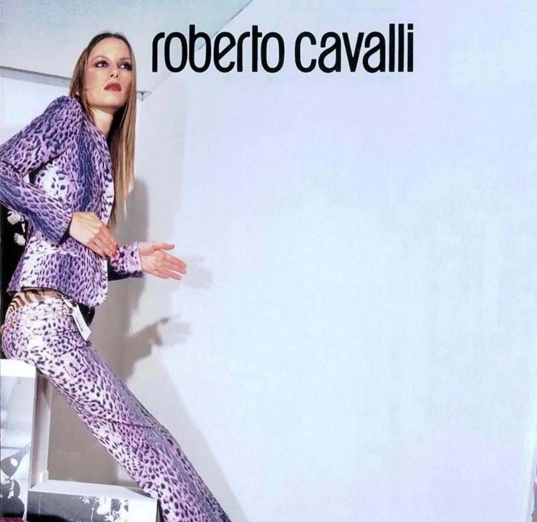 Gray Vintage S/S 2000 Roberto Cavalli Purple Leopard Cheetah Animal Print Mini Dress For Sale