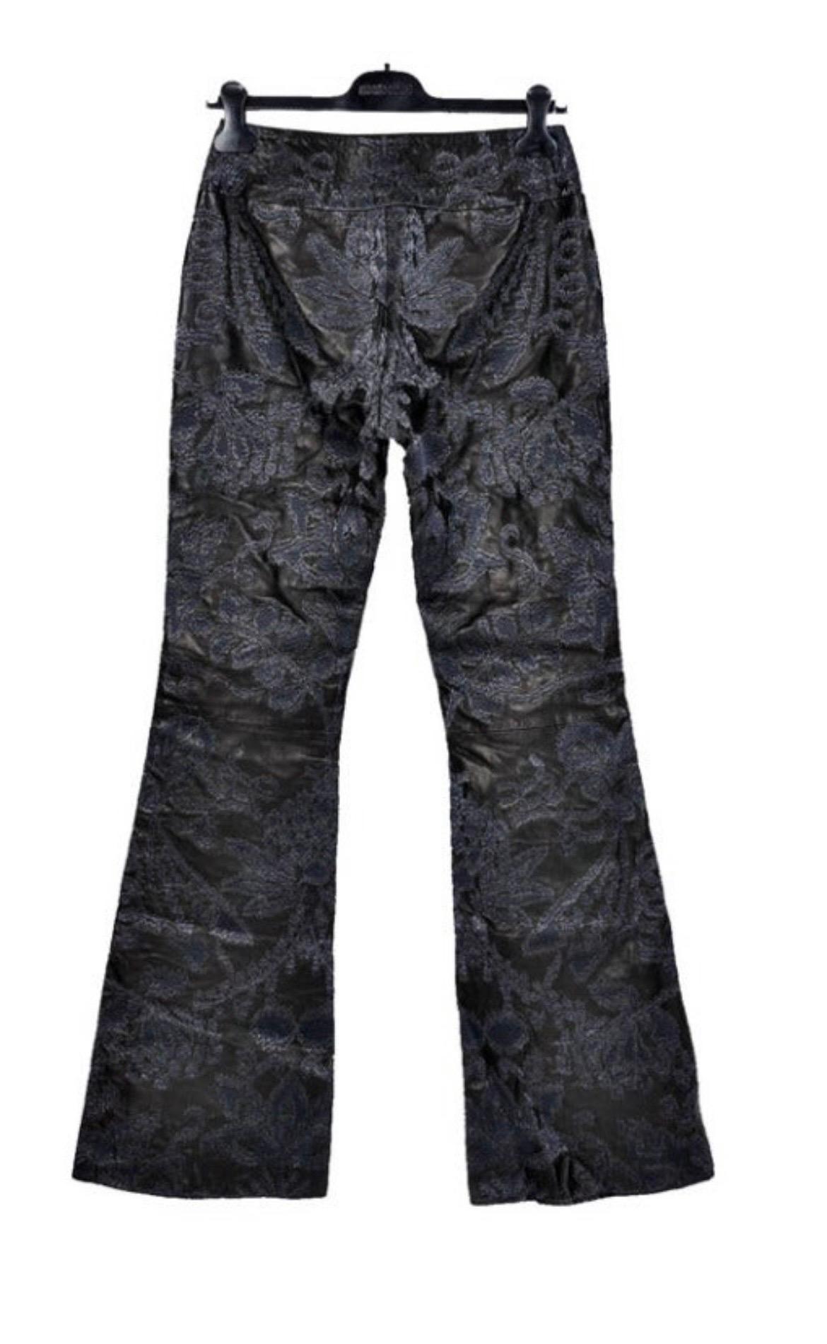 Vintage S/S 2000 Tom Ford for Gucci Embroidered Leather Pants for Men NWT In New Condition For Sale In Montgomery, TX