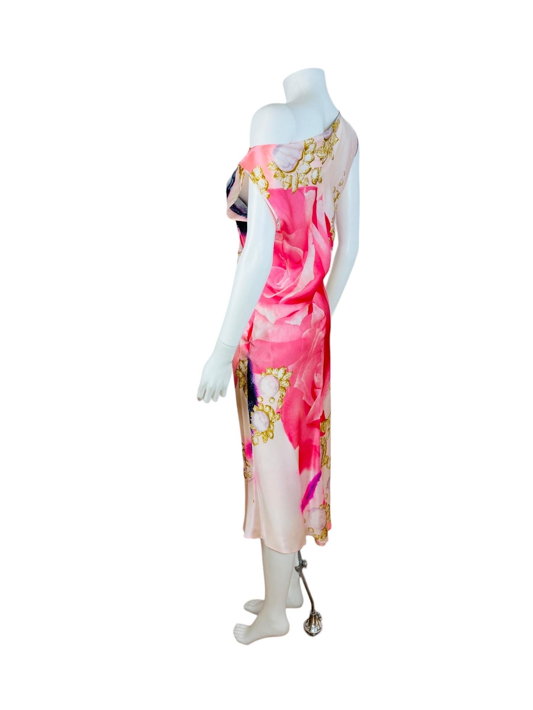 Vintage S/S 2001 Y2K Roberto Cavalli Elizabeth Taylor Eye Silk Midi Dress in vendita 1