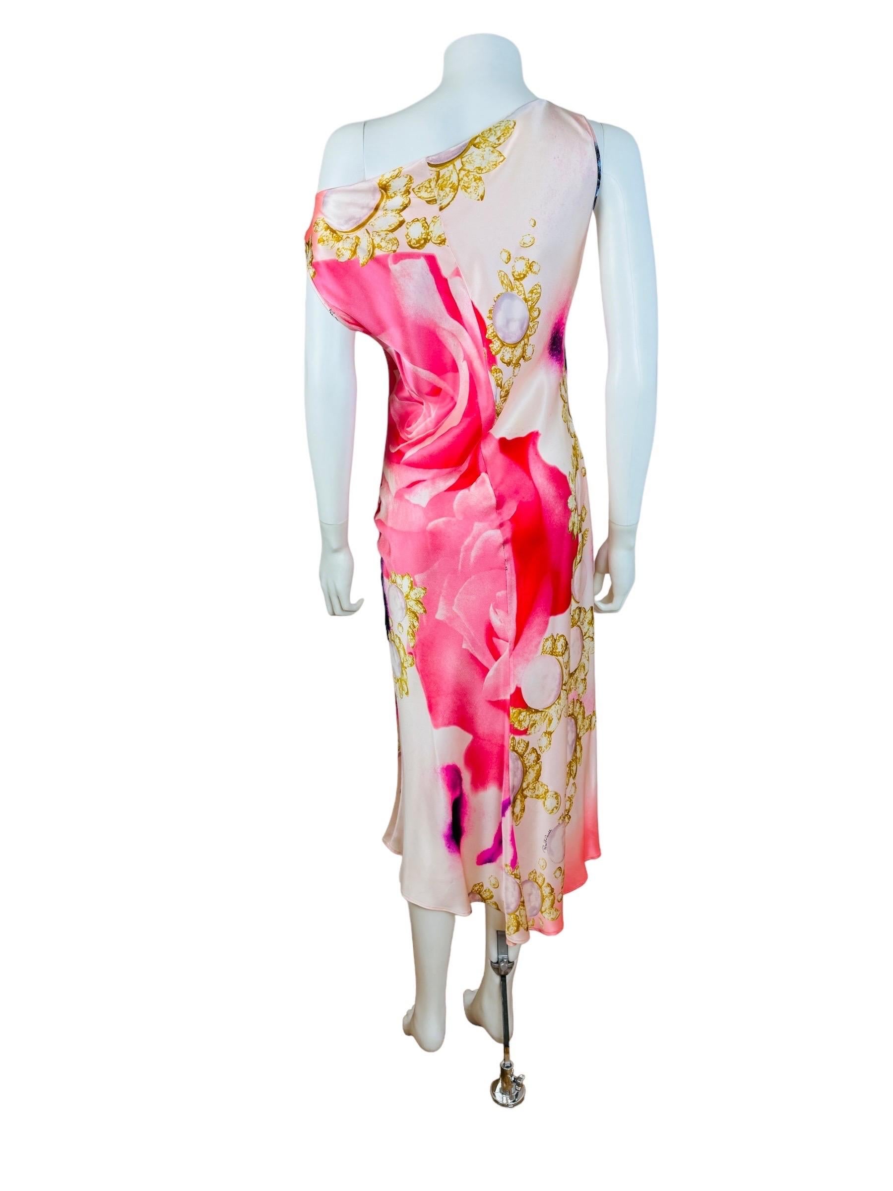 Vintage S/S 2001 Y2K Roberto Cavalli Elizabeth Taylor Eye Silk Midi Dress in vendita 2