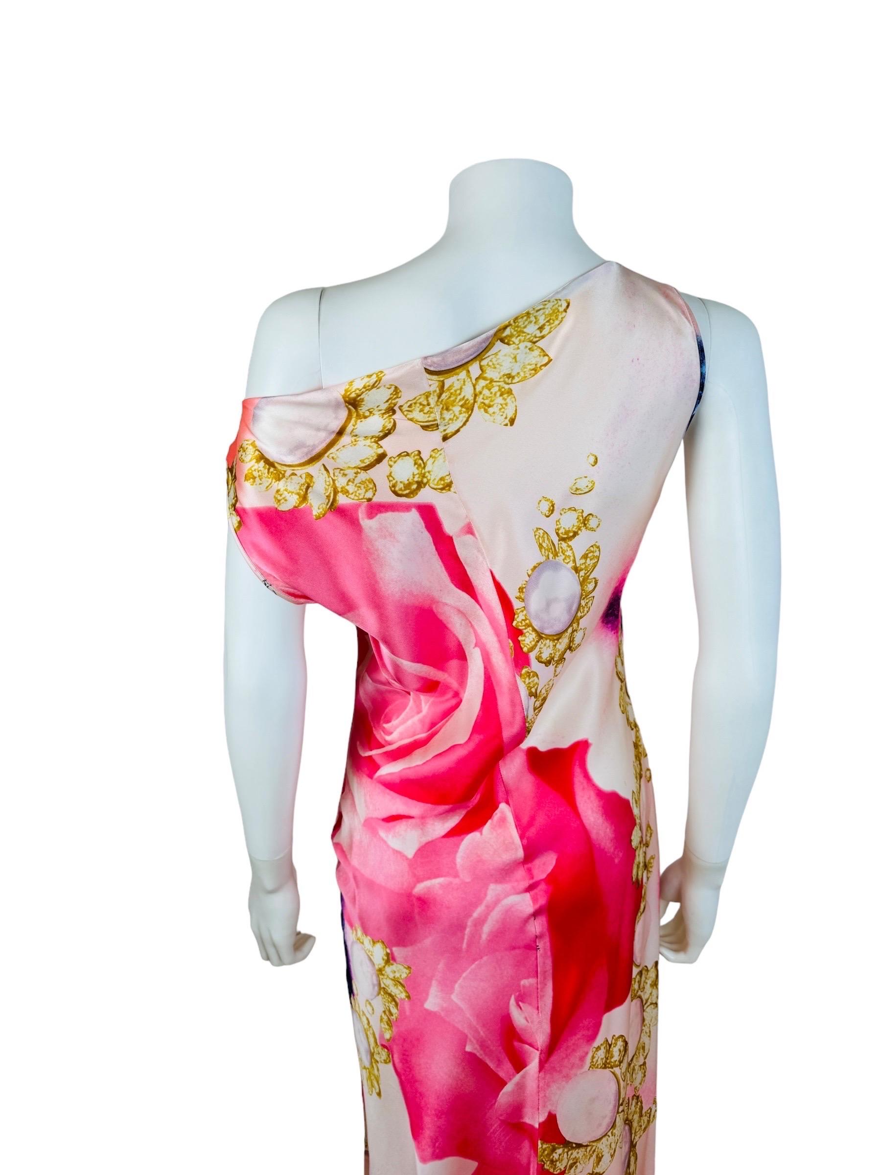 Vintage S/S 2001 Y2K Roberto Cavalli Elizabeth Taylor Eye Silk Midi Dress in vendita 3