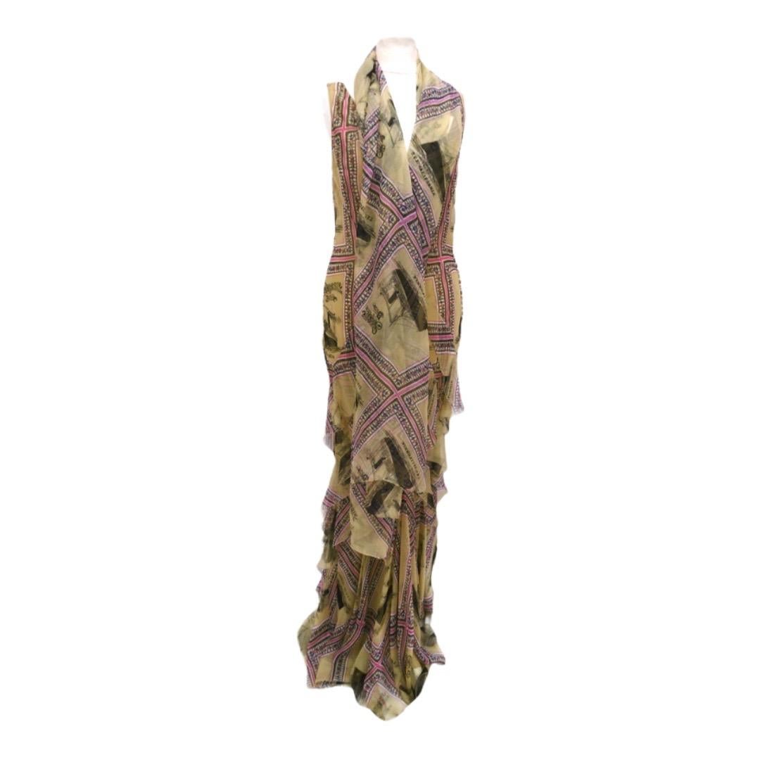 Brown Vintage S/S 2002 John Galliano for Christian Dior “Voyage” Silk Dress