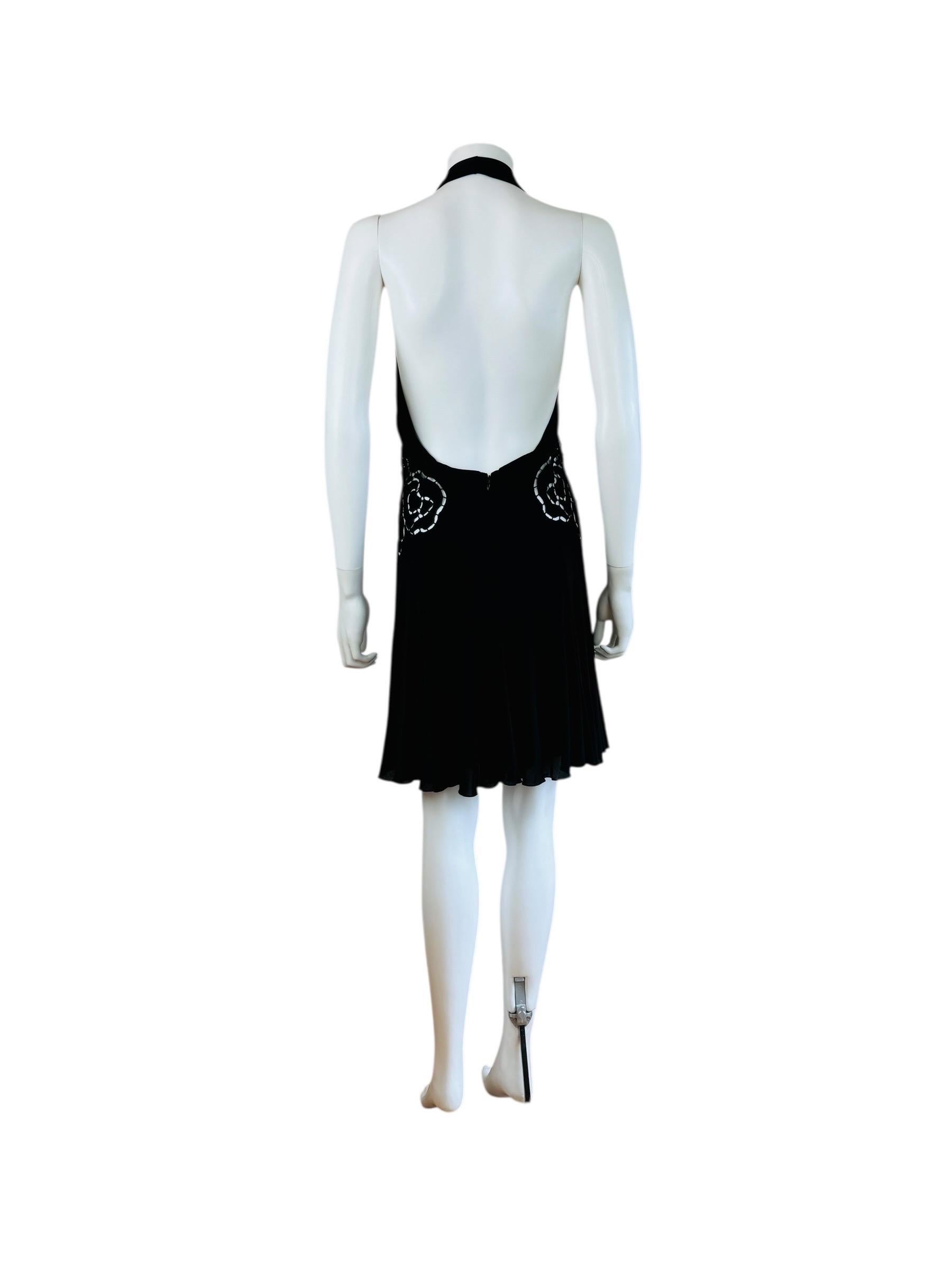 Vintage S/S 2002 Roberto Cavalli Runway Low Back Cut Out Floral Mini Dress For Sale 5