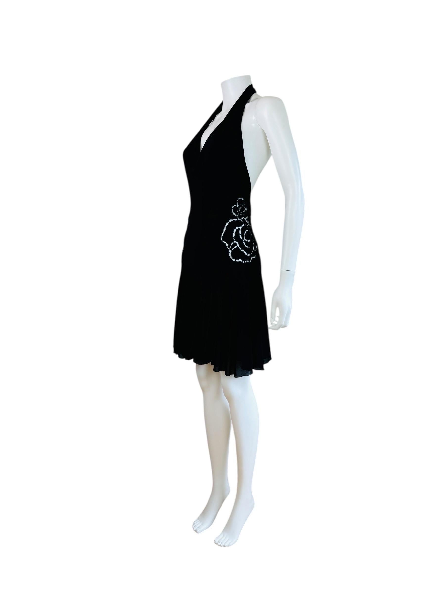 Vintage S/S 2002 Roberto Cavalli Runway Low Back Cut Out Floral Mini Dress For Sale 2