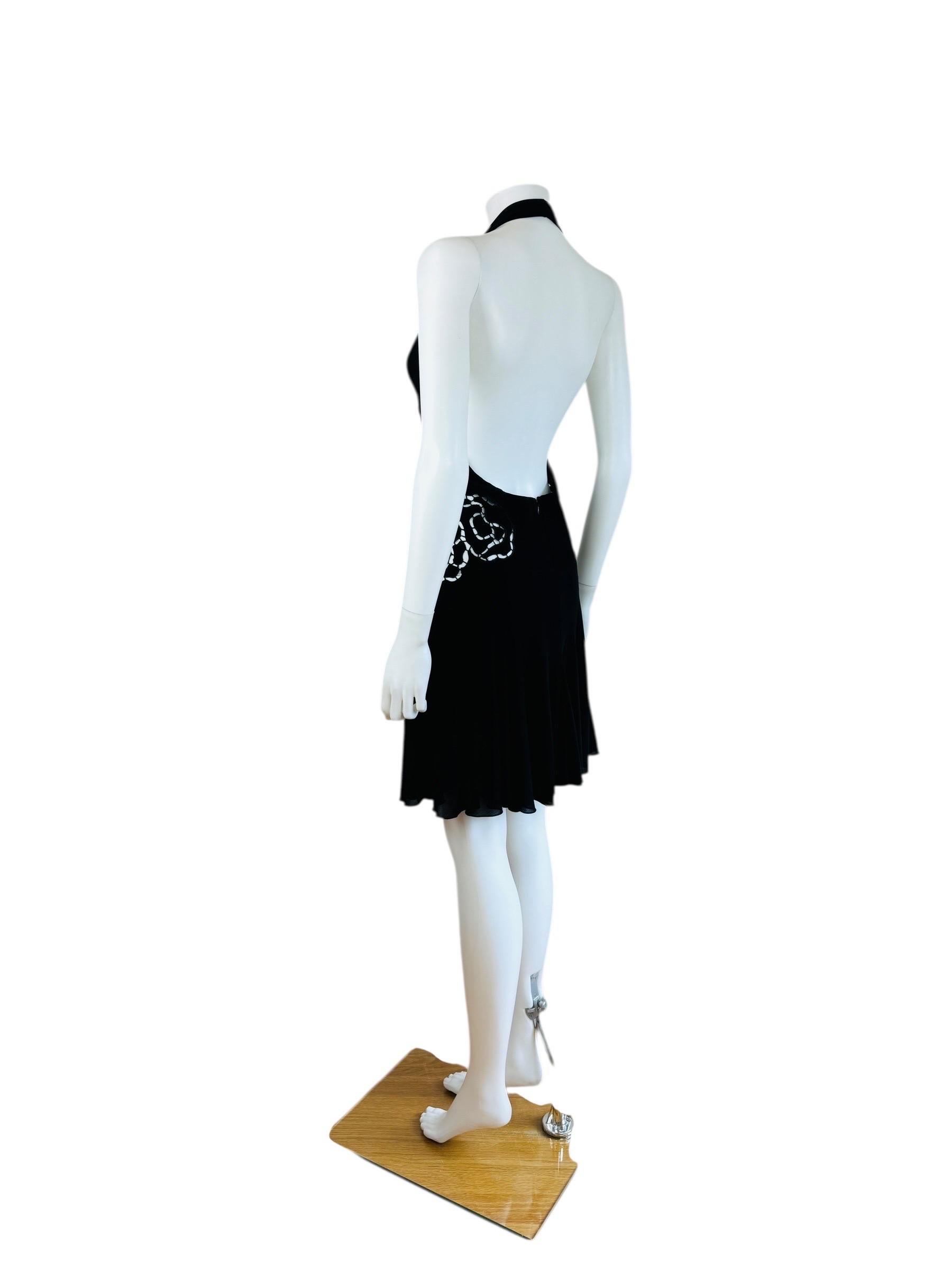 Vintage S/S 2002 Roberto Cavalli Runway Low Back Cut Out Floral Mini Dress For Sale 3