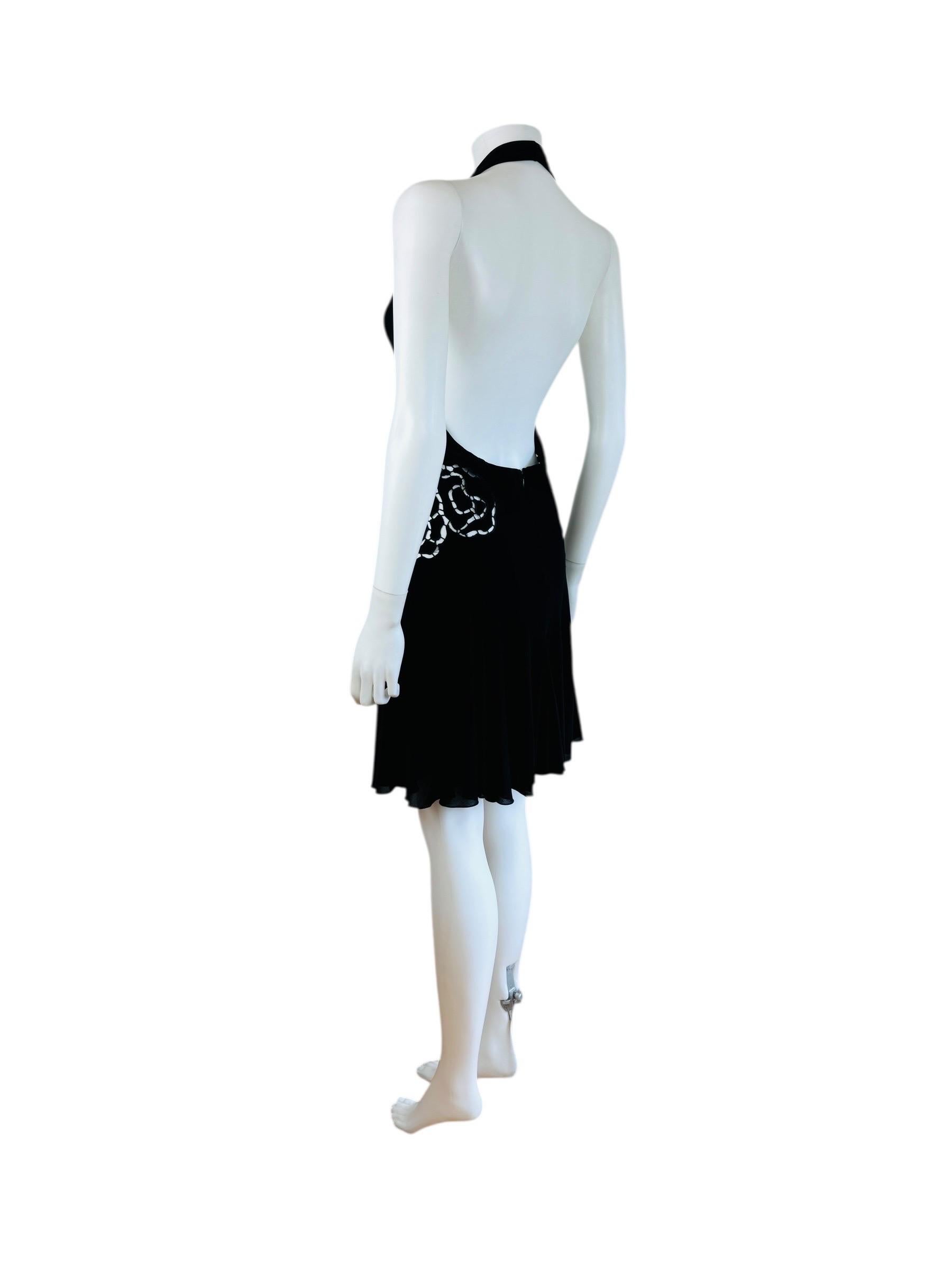 Vintage S/S 2002 Roberto Cavalli Runway Low Back Cut Out Floral Mini Dress For Sale 4