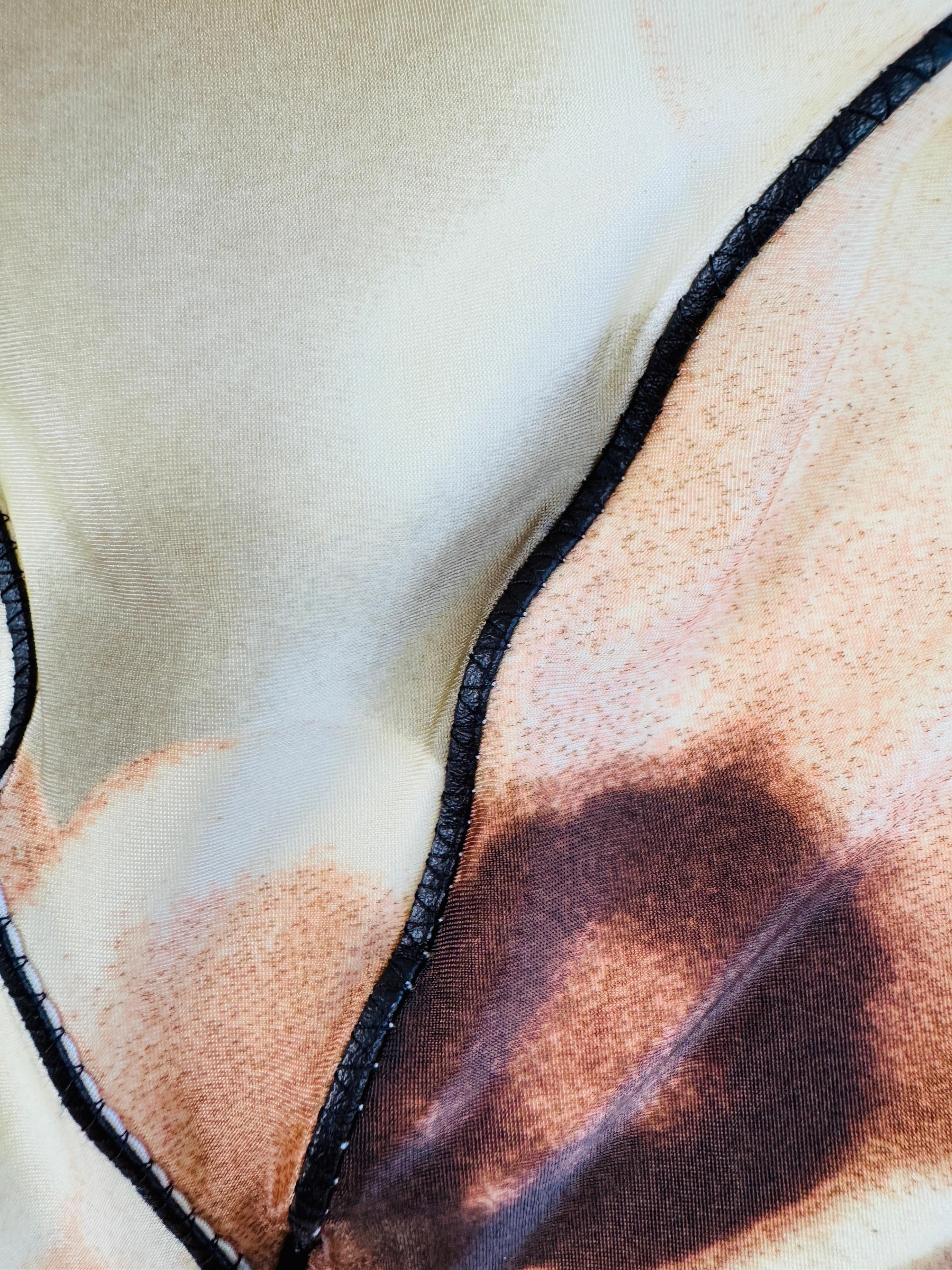 Vintage S/S 2002 Roberto Cavalli Trägerloses übergroßes neutrales geblümtes Minikleid im Angebot 5