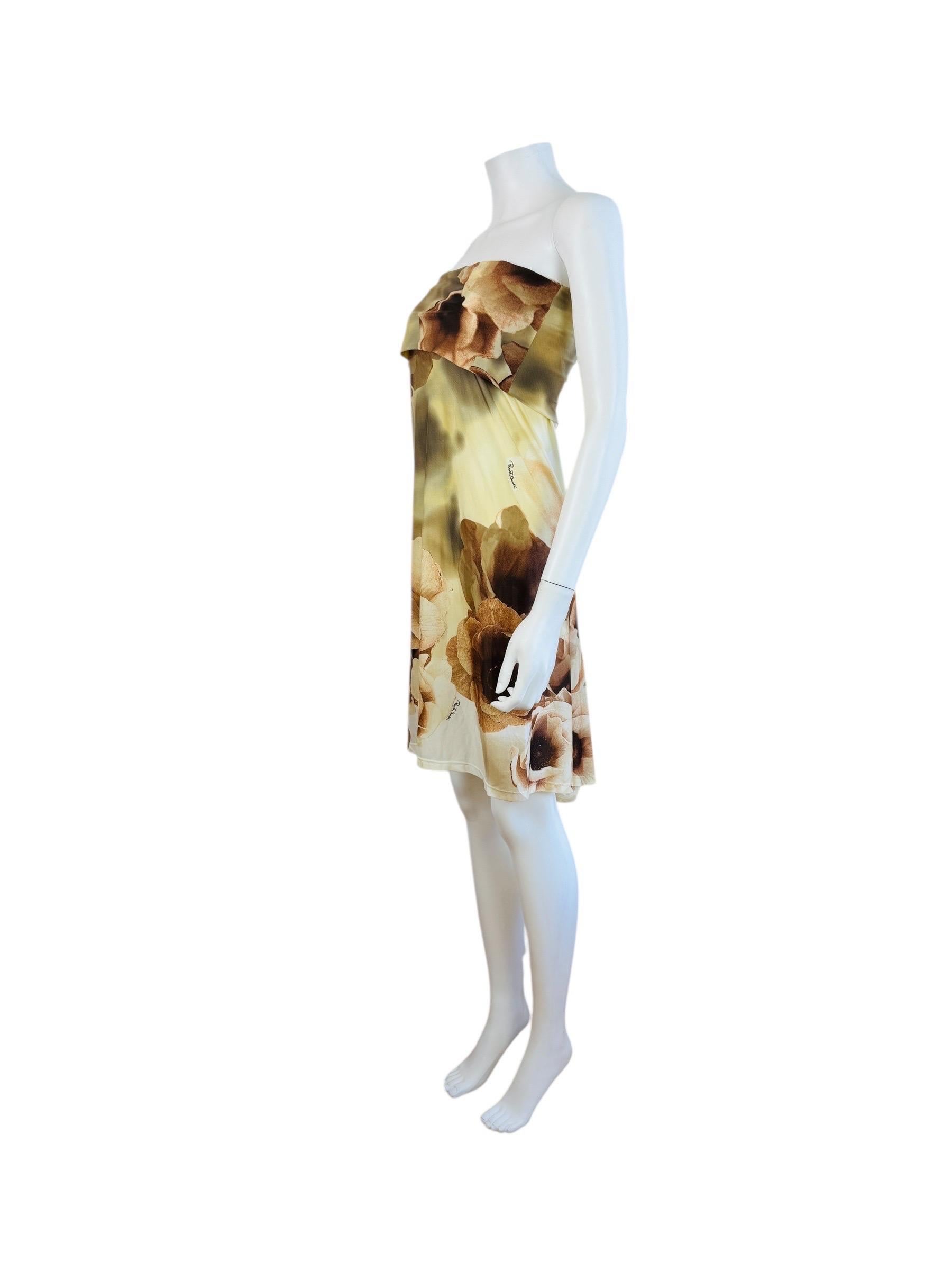 Vintage S/S 2002 Roberto Cavalli Trägerloses übergroßes neutrales geblümtes Minikleid für Damen oder Herren im Angebot