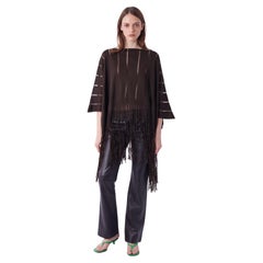 Vintage S/S 2002 Silk Brown Poncho with Fringe