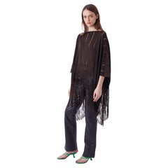 Used S/S 2002 Silk Brown Poncho with Fringe