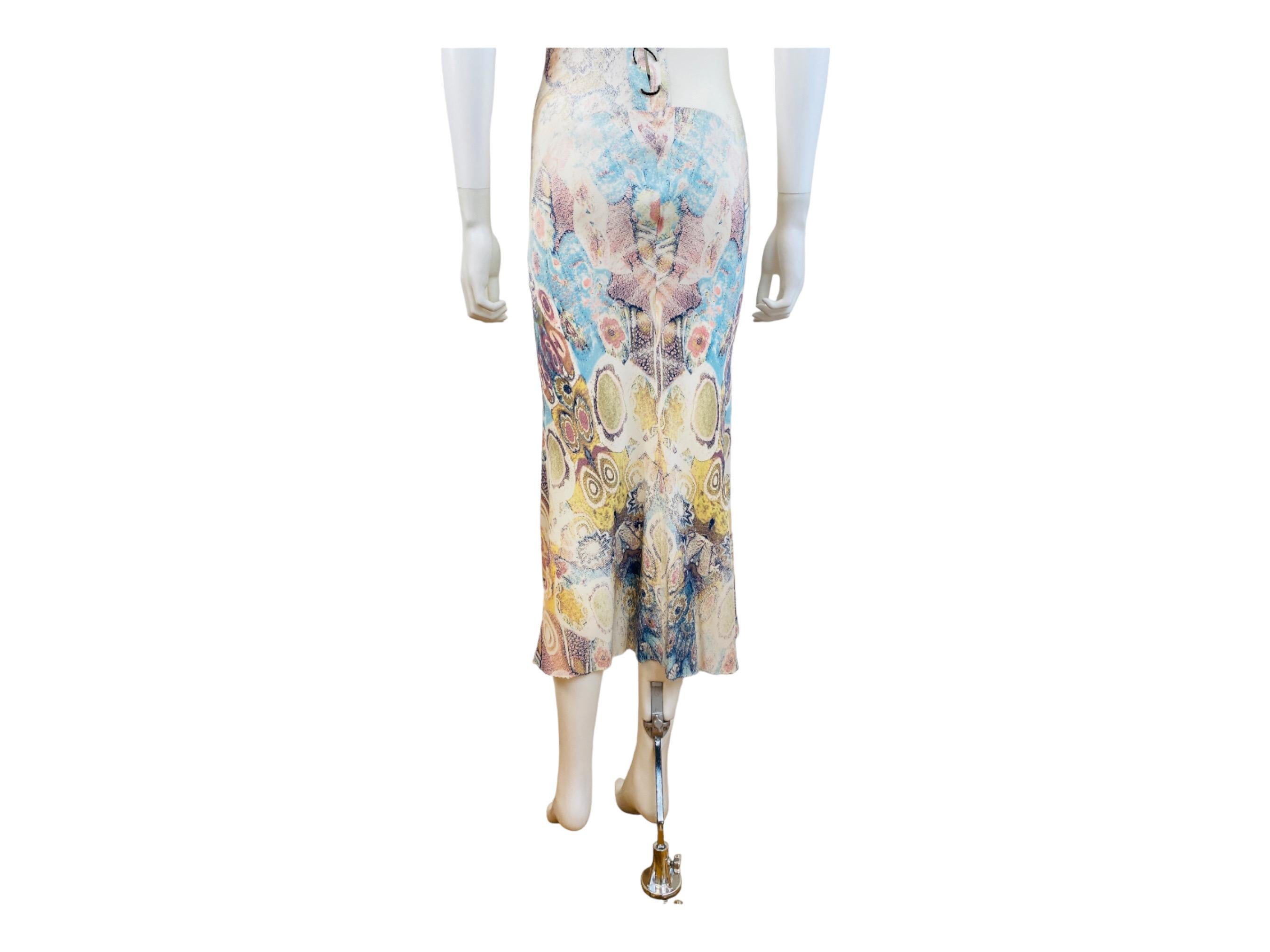 Vintage S/S 2002 Y2K Roberto Cavalli Abstract Floral Print Silk Slip Midi Dress  For Sale 8