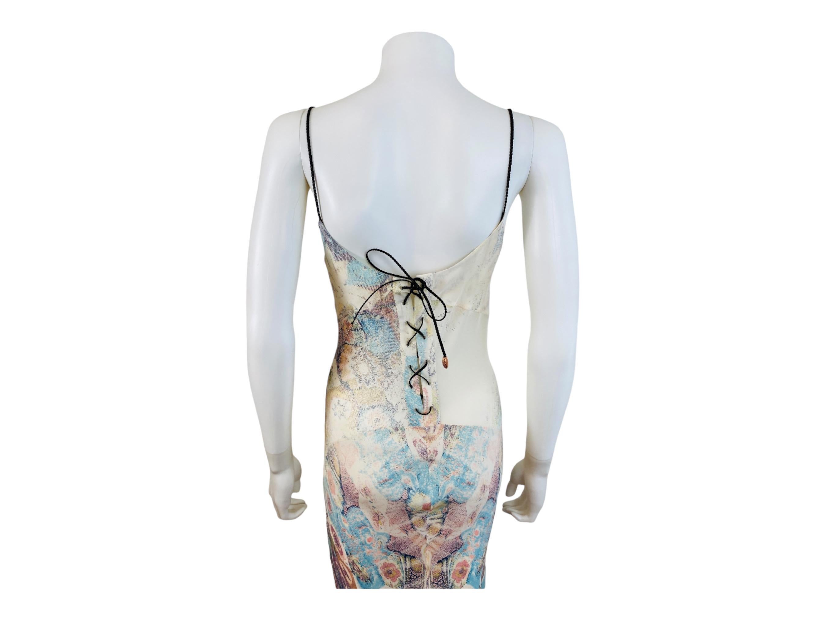 Vintage S/S 2002 Y2K Roberto Cavalli Abstract Floral Print Silk Slip Midi Dress  For Sale 10