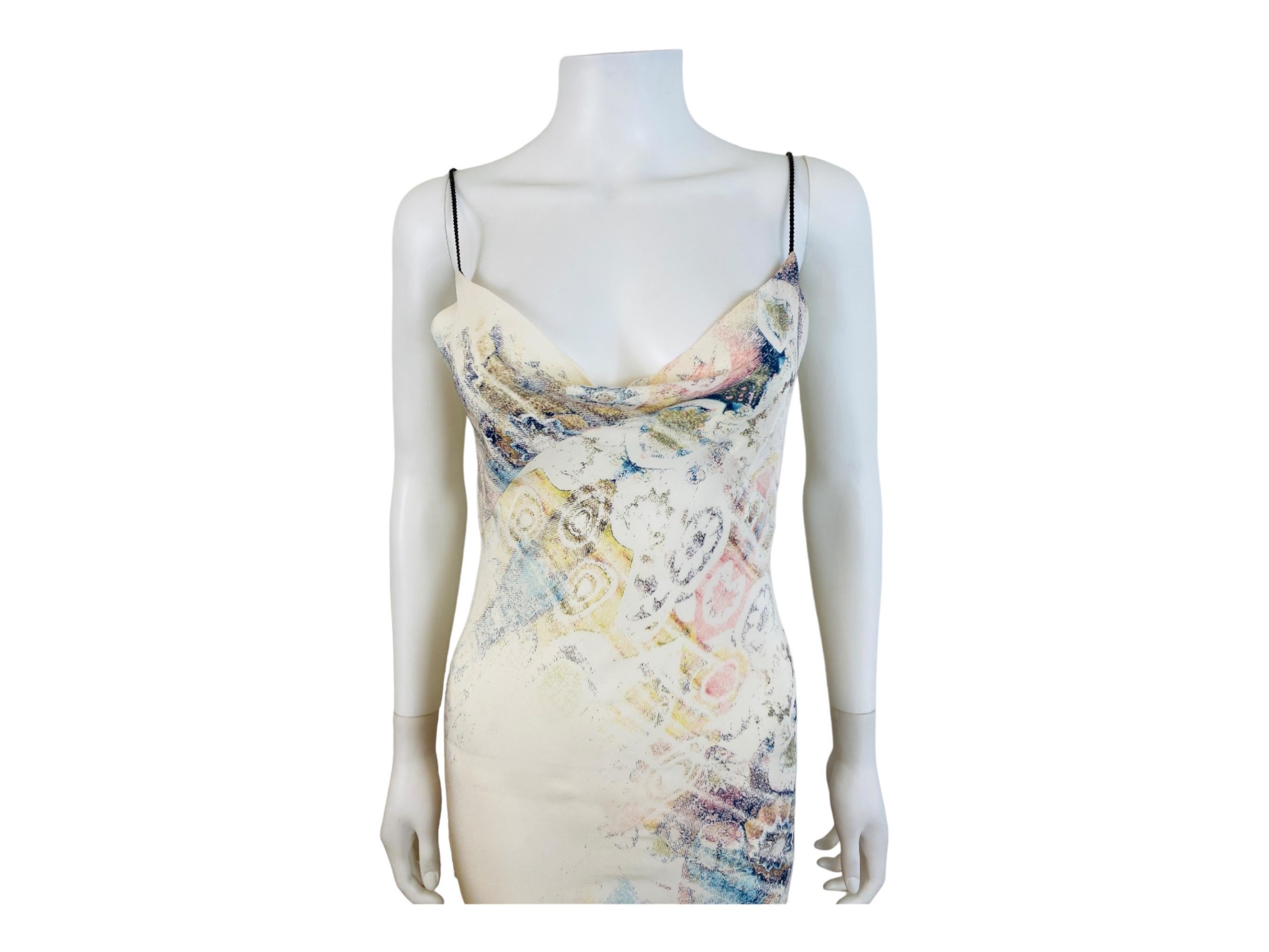 Women's or Men's Vintage S/S 2002 Y2K Roberto Cavalli Abstract Floral Print Silk Slip Midi Dress  For Sale