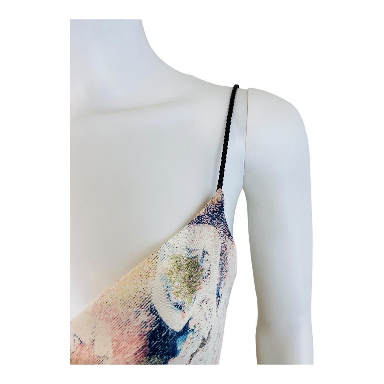 Vintage S/S 2002 Y2K Roberto Cavalli Abstract Floral Print Silk Slip Midi Dress  For Sale 2