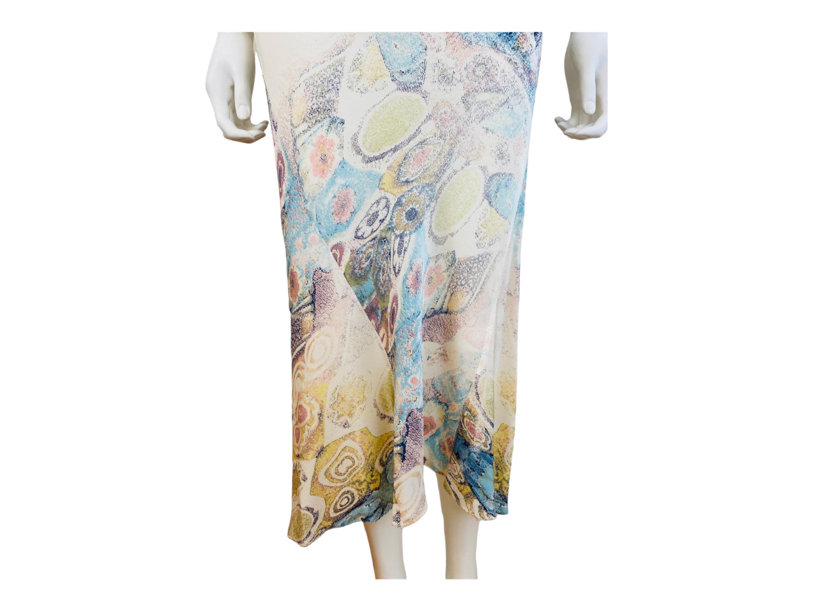 Vintage S/S 2002 Y2K Roberto Cavalli Abstract Floral Print Silk Slip Midi Dress  For Sale 5