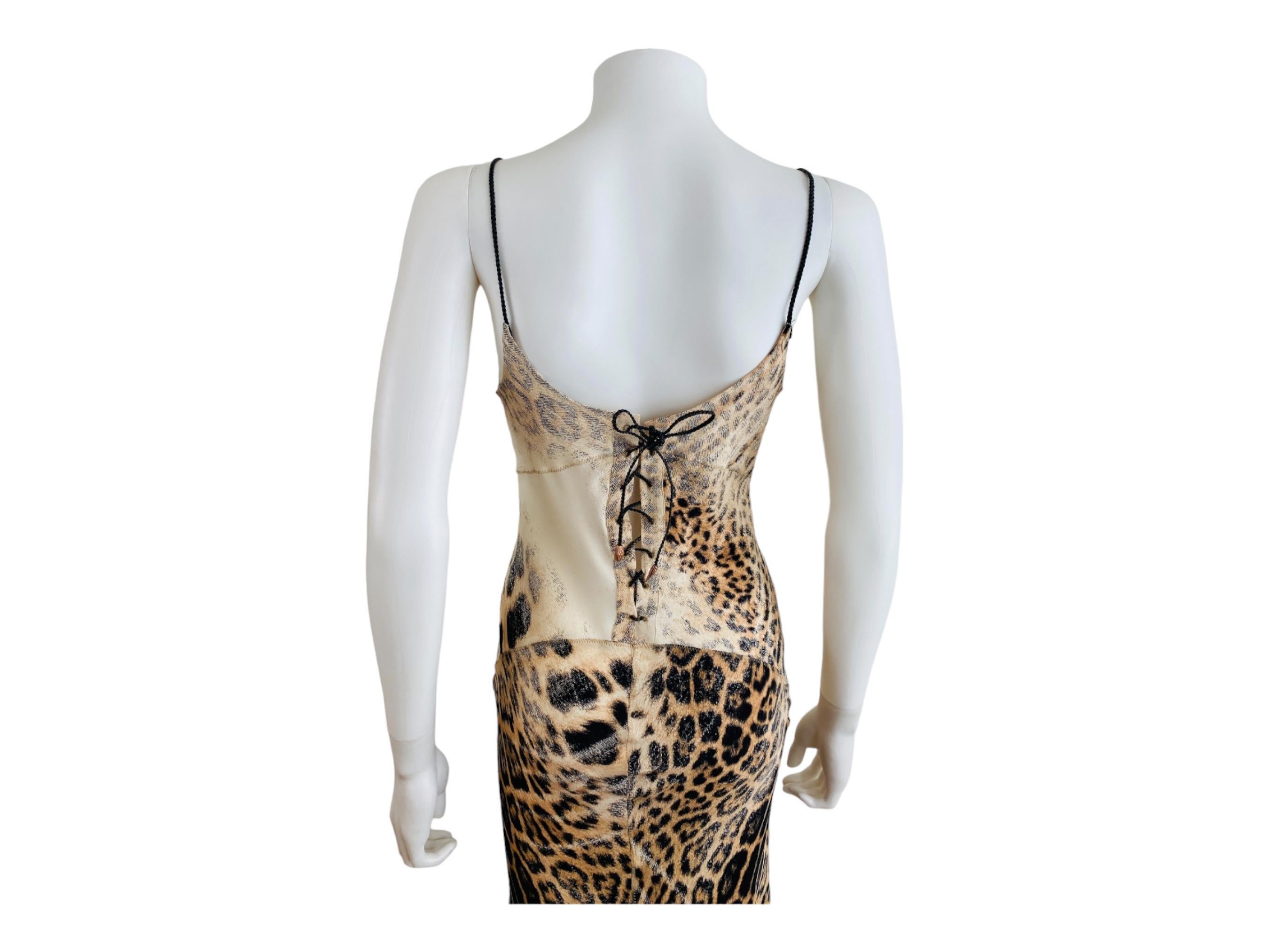 Vintage S/S 2002 Y2K Roberto Cavalli Leopard Animal Print Silk Slip Midi Dress  For Sale 8