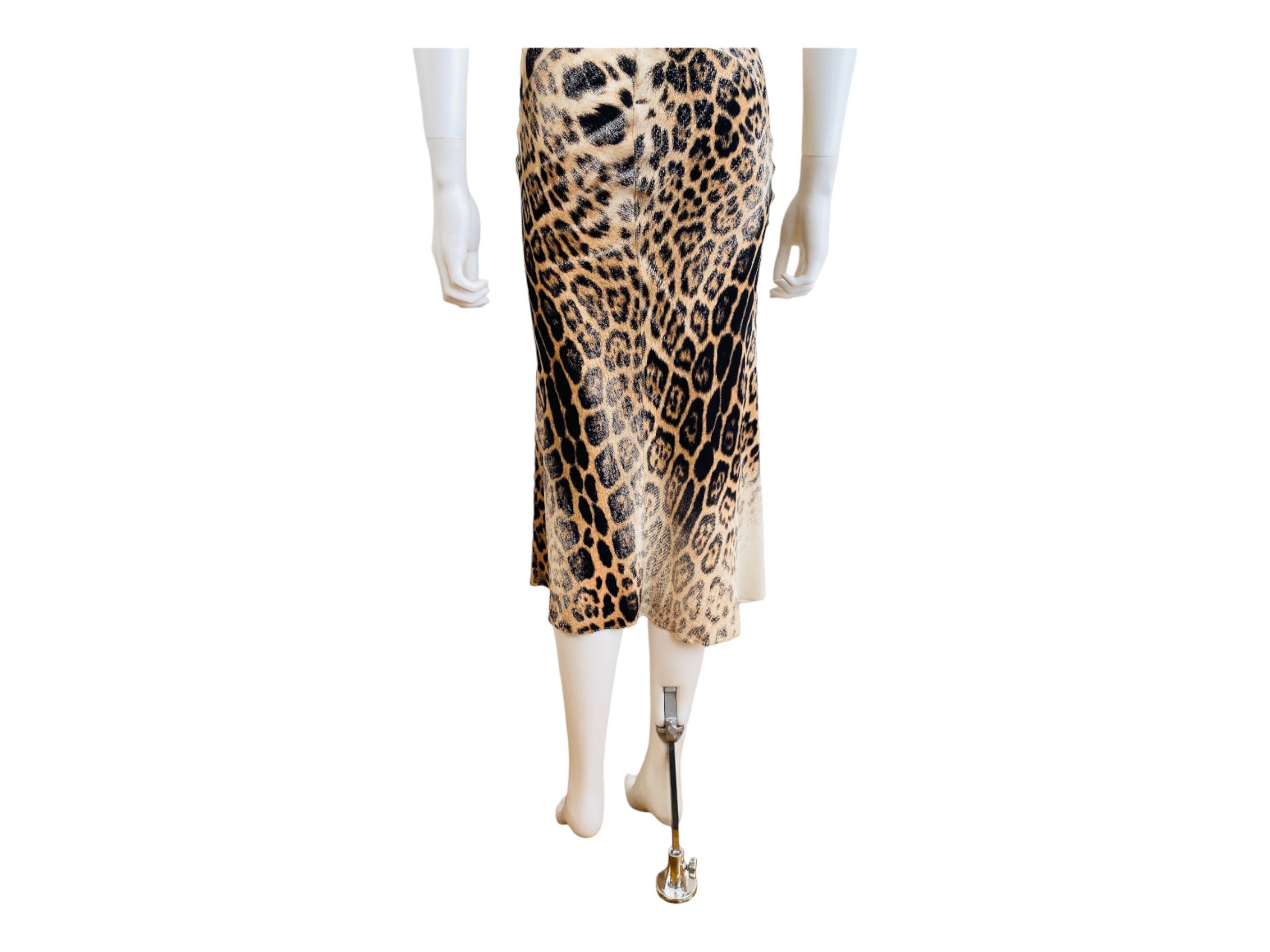 Vintage S/S 2002 Y2K Roberto Cavalli Leopard Animal Print Silk Slip Midi Dress For Sale 9