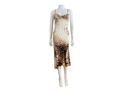 Vintage S/S 2002 Y2K Roberto Cavalli Leopard Animal Print Silk Slip Midi Dress