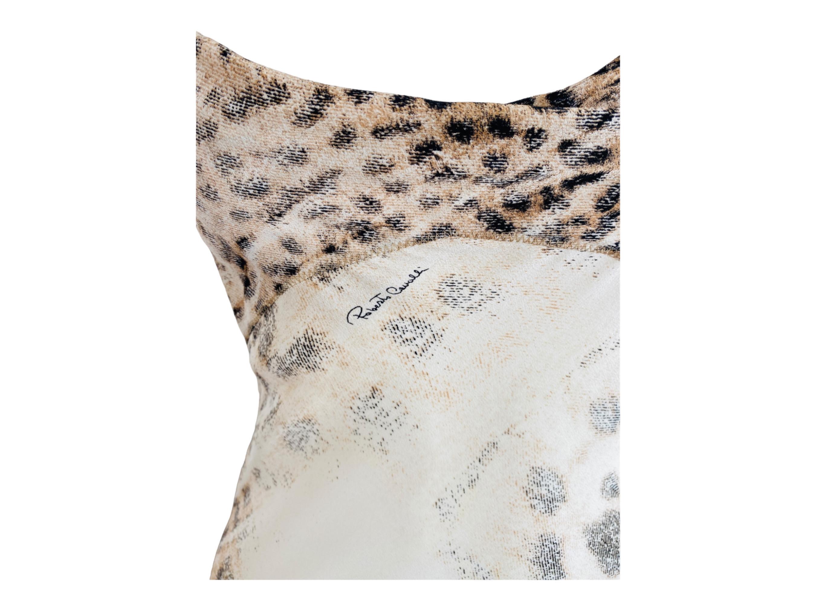 Vintage S/S 2002 Y2K Roberto Cavalli Leopard Animal Print Silk Slip Midi Dress For Sale 1