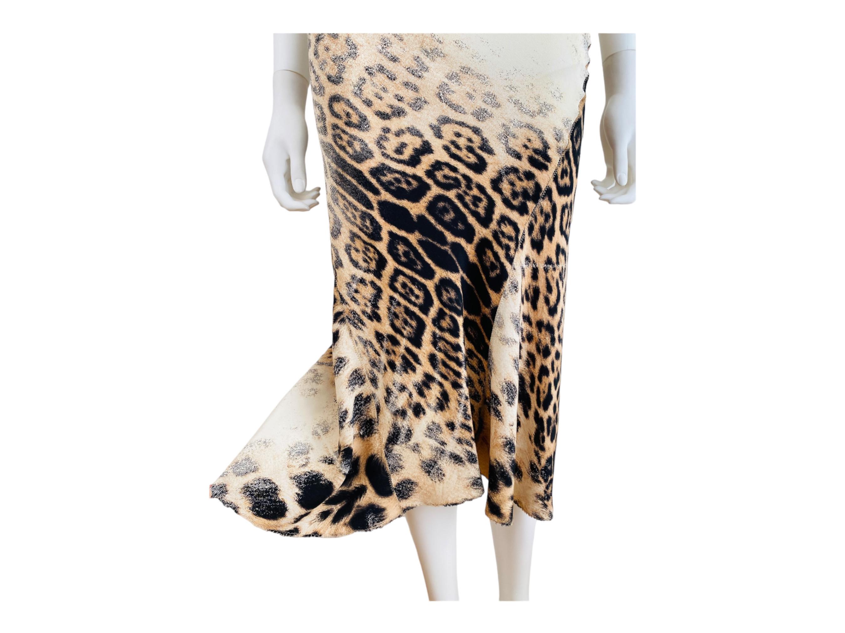 Vintage S/S 2002 Y2K Roberto Cavalli Leopard Animal Print Silk Slip Midi Dress  For Sale 3