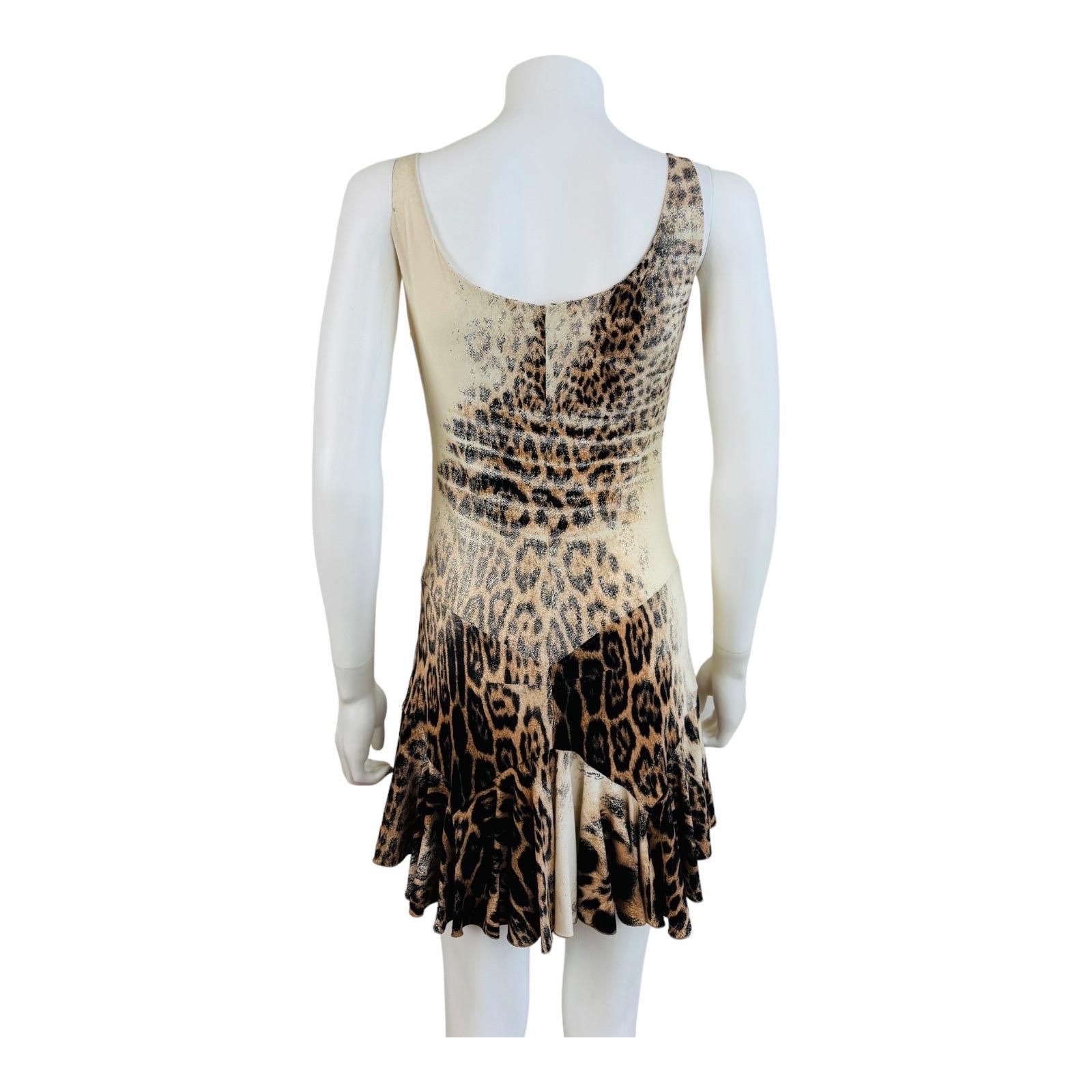 Vintage S/S 2002 Y2K Roberto Cavalli Leopard Animal Print Silk Slip Mini Dress For Sale 6