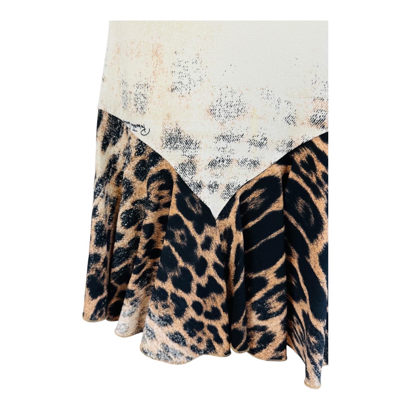 Vintage S/S 2002 Y2K Roberto Cavalli Leopard Animal Print Silk Slip Mini Dress For Sale 1