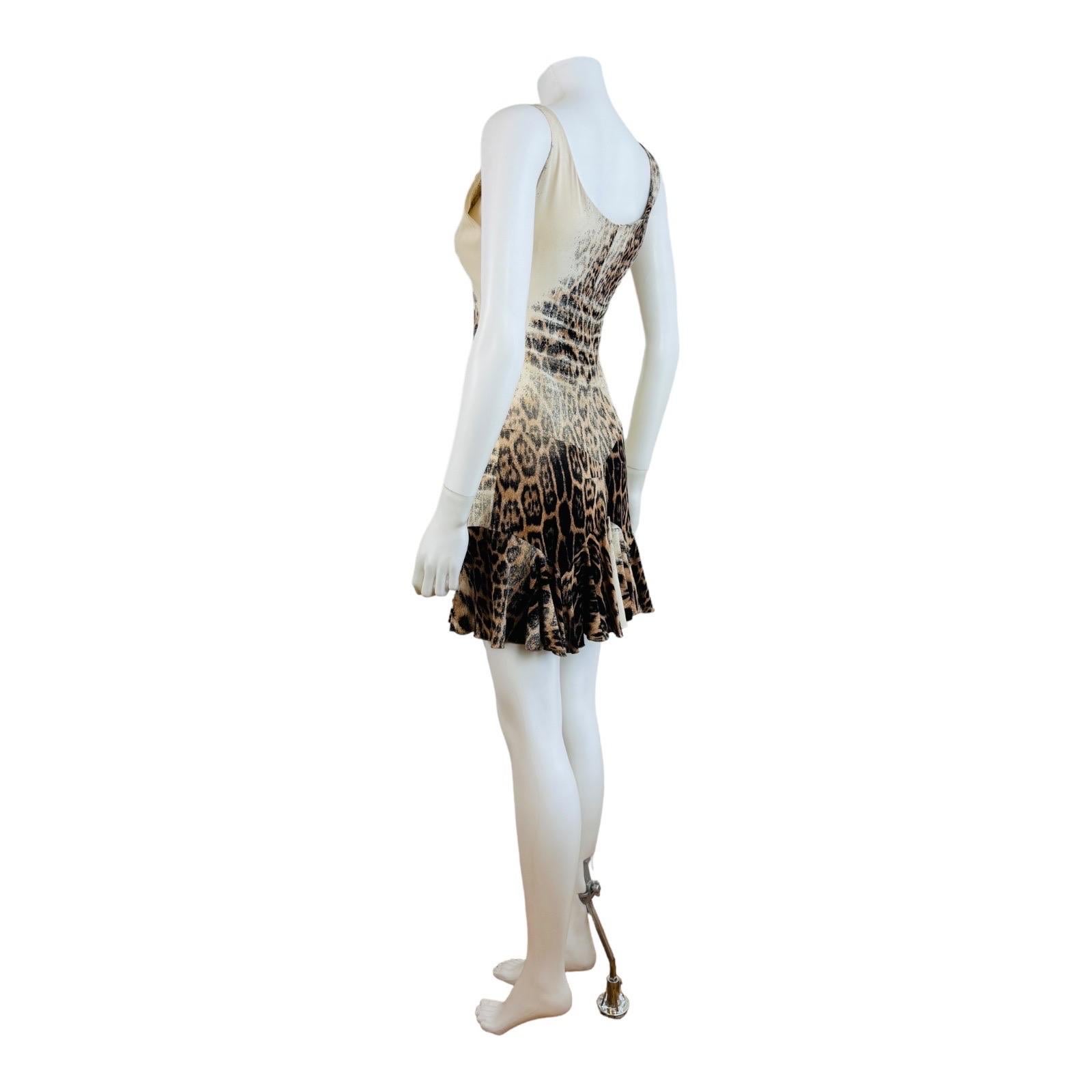 Vintage S/S 2002 Y2K Roberto Cavalli Leopard Animal Print Silk Slip Mini Dress For Sale 3