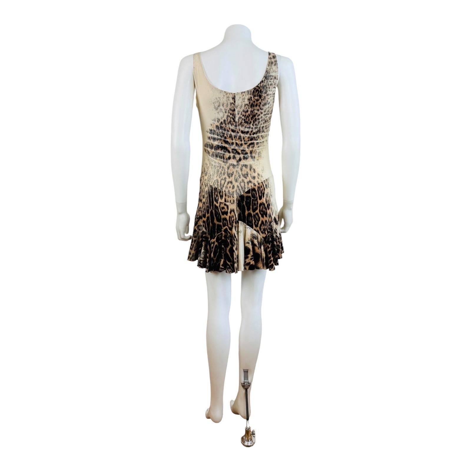 Vintage S/S 2002 Y2K Roberto Cavalli Leopard Animal Print Silk Slip Mini Dress For Sale 4