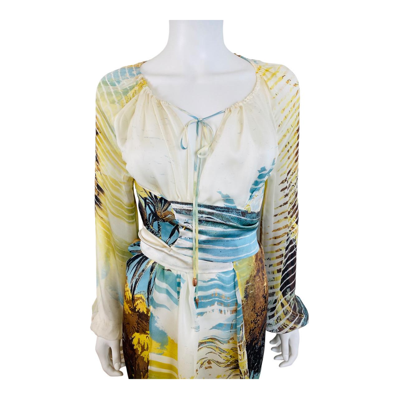 Vintage S/S 2002 Y2K Roberto Cavalli Lion Chiffon Silk Lion Safari Mini Dress 6