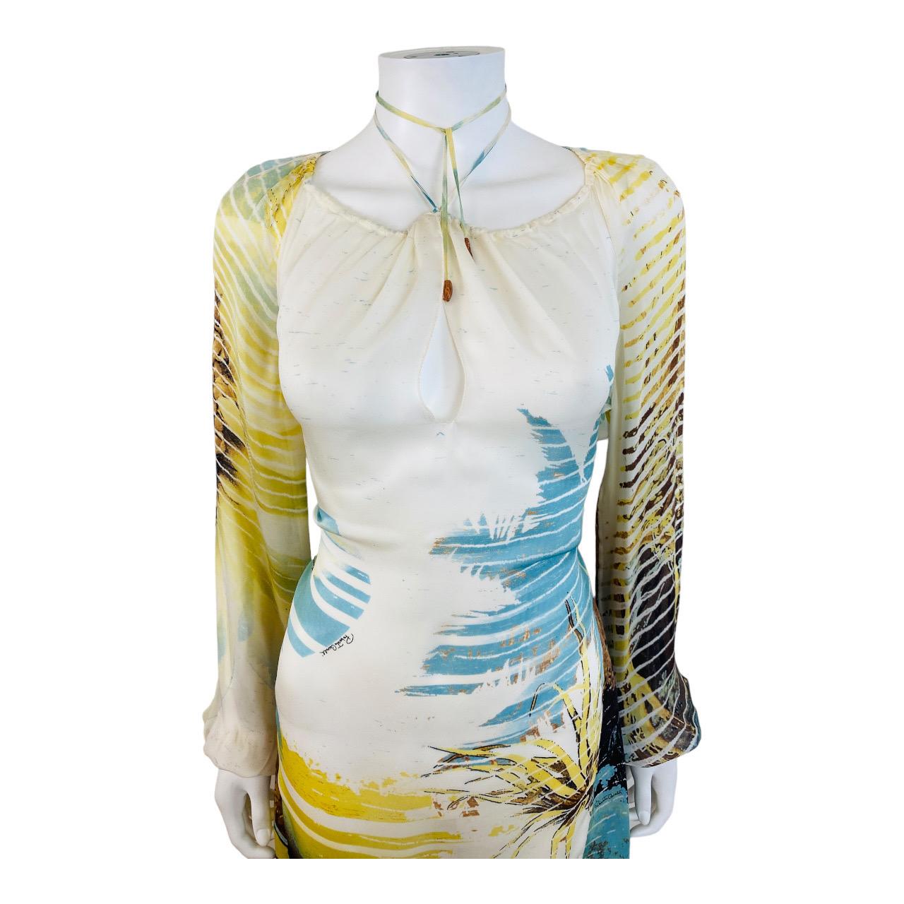 Vintage S/S 2002 Y2K Roberto Cavalli Lion Chiffon Silk Lion Safari Mini Dress 8