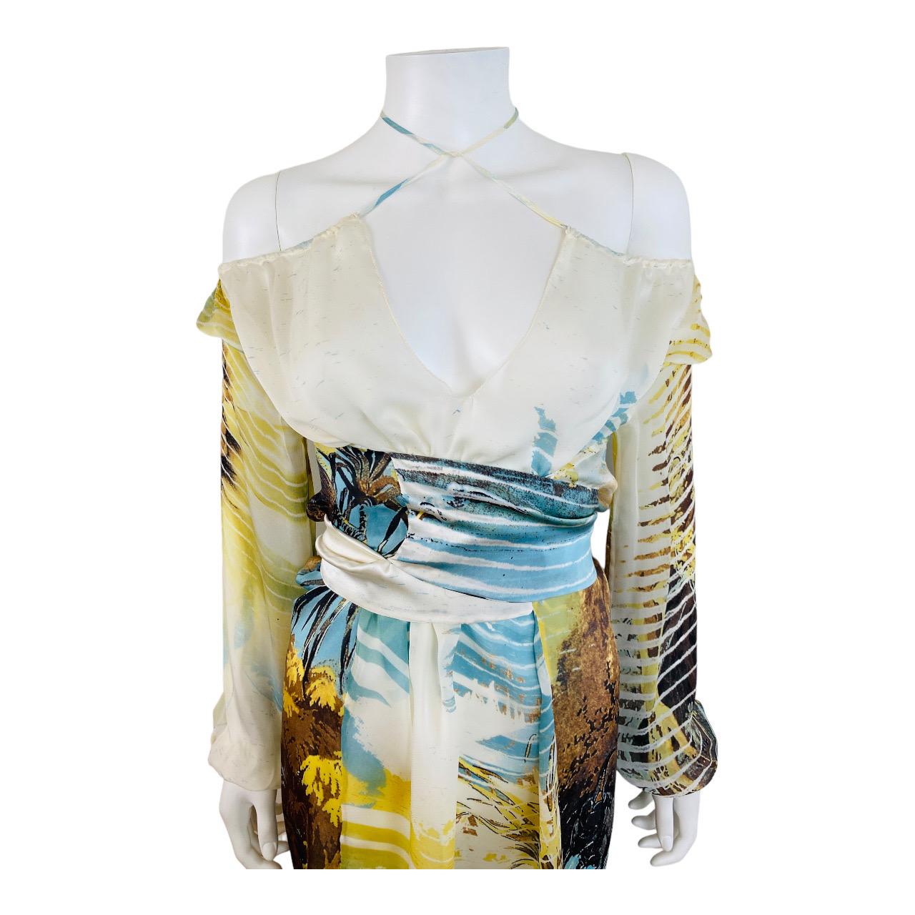 Vintage S/S 2002 Y2K Roberto Cavalli Lion Chiffon Silk Lion Safari Mini Dress 9