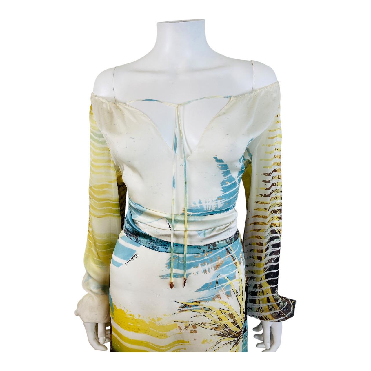Women's Vintage S/S 2002 Y2K Roberto Cavalli Lion Chiffon Silk Lion Safari Mini Dress