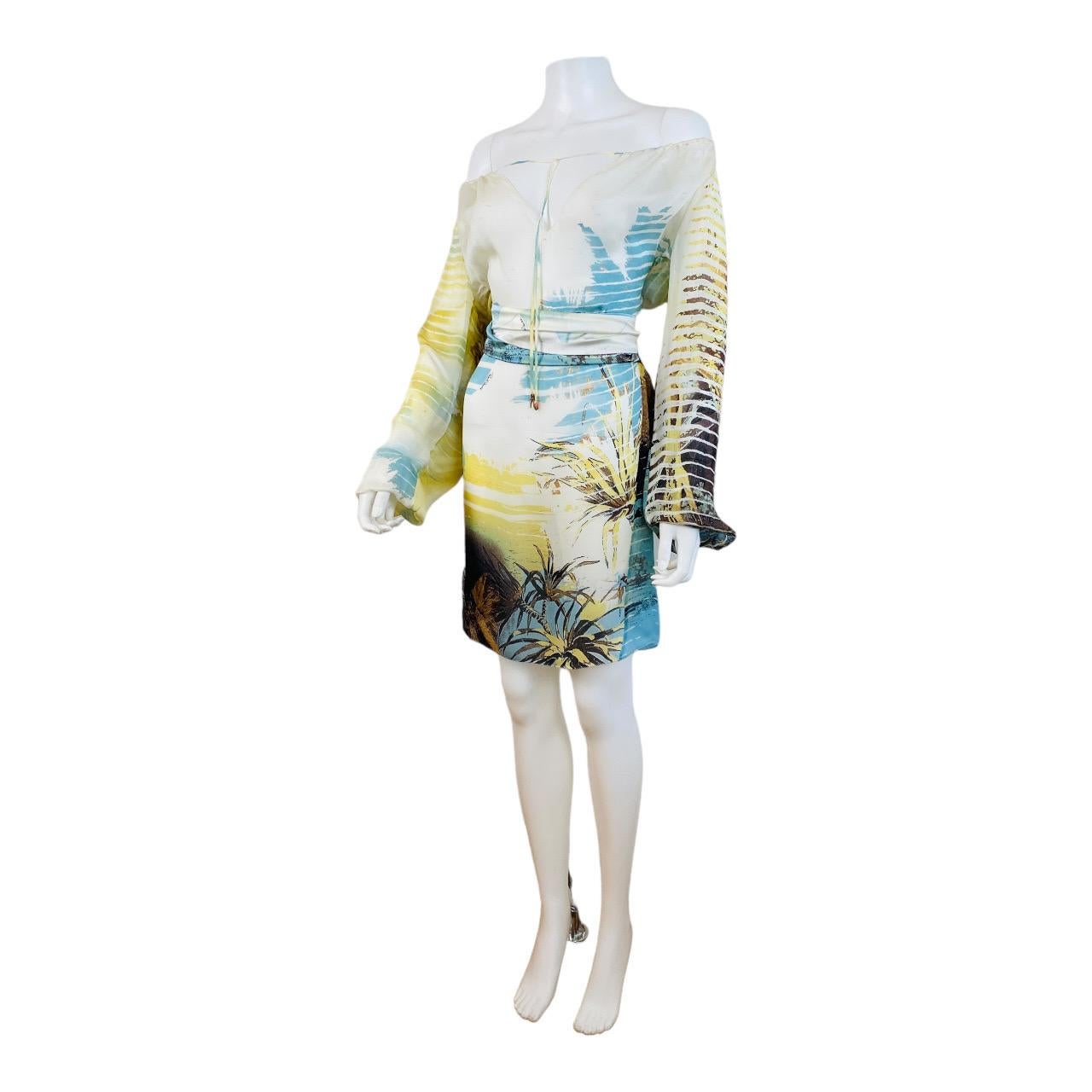 Vintage S/S 2002 Y2K Roberto Cavalli Lion Chiffon Silk Lion Safari Mini Dress 1