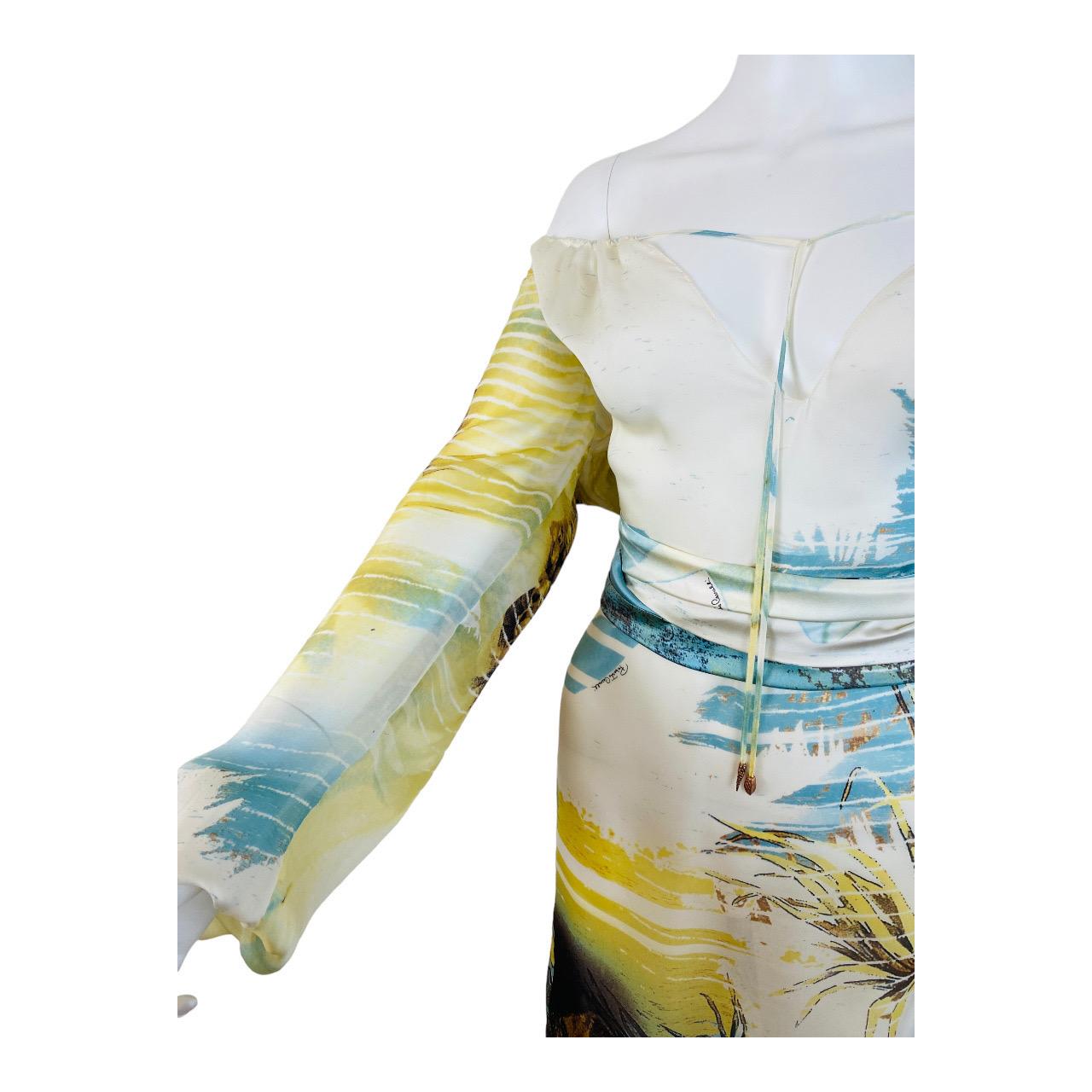 Vintage S/S 2002 Y2K Roberto Cavalli Lion Chiffon Silk Lion Safari Mini Dress 2
