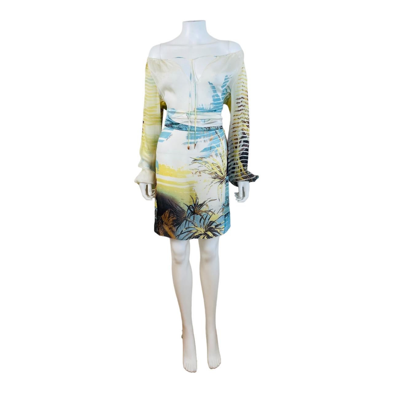 Vintage S/S 2002 Y2K Roberto Cavalli Lion Chiffon Silk Lion Safari Mini Dress 3