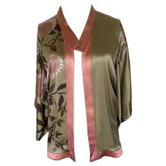 Vintage S/S 2003 Gucci by Tom Ford Floral & Silk Kimono Top