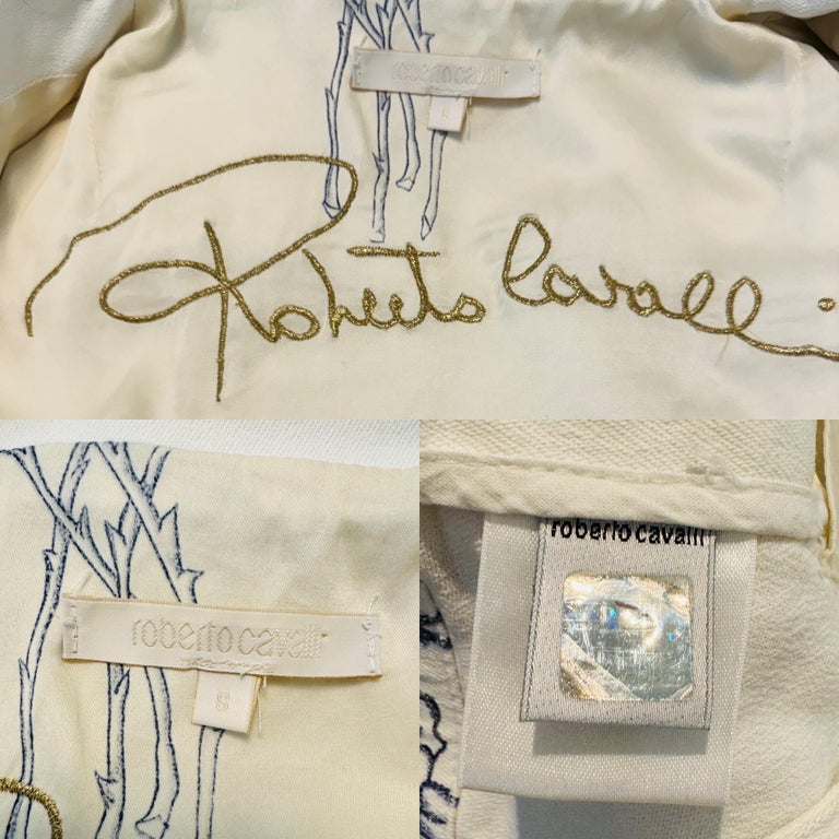 Jeans Vintage Roberto Cavalli 2003 - Motif Tatouage Flammes Rose/tigre, Taille XL (taille 30), Italie