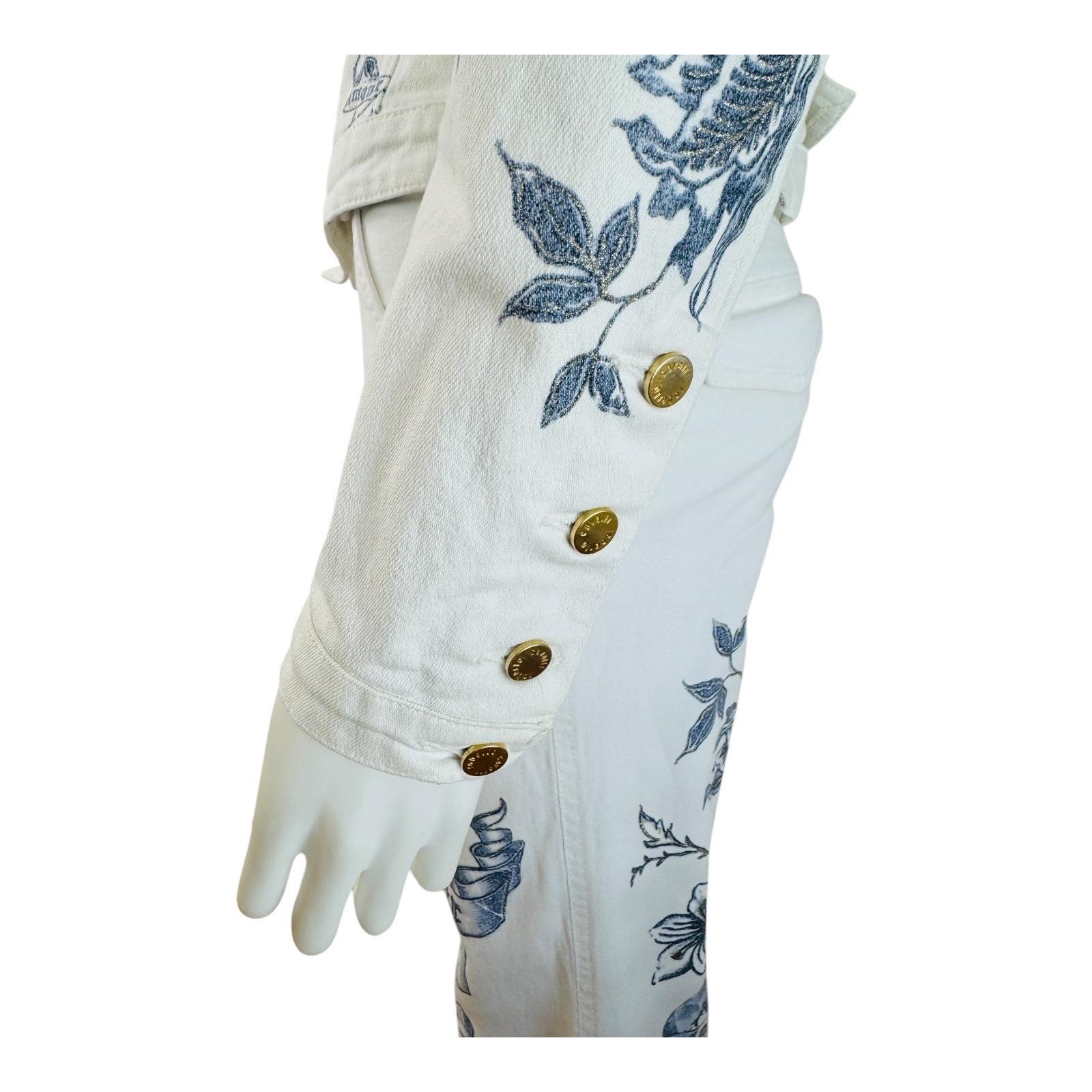 Women's or Men's Vintage S/S 2003 Roberto Cavalli Tattoo Tiger Hearts Denim Jacket Jeans Pants