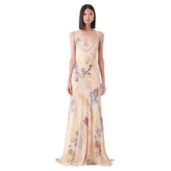 Vintage S/S 2003 Runway Tattoo Backless Silk Gown