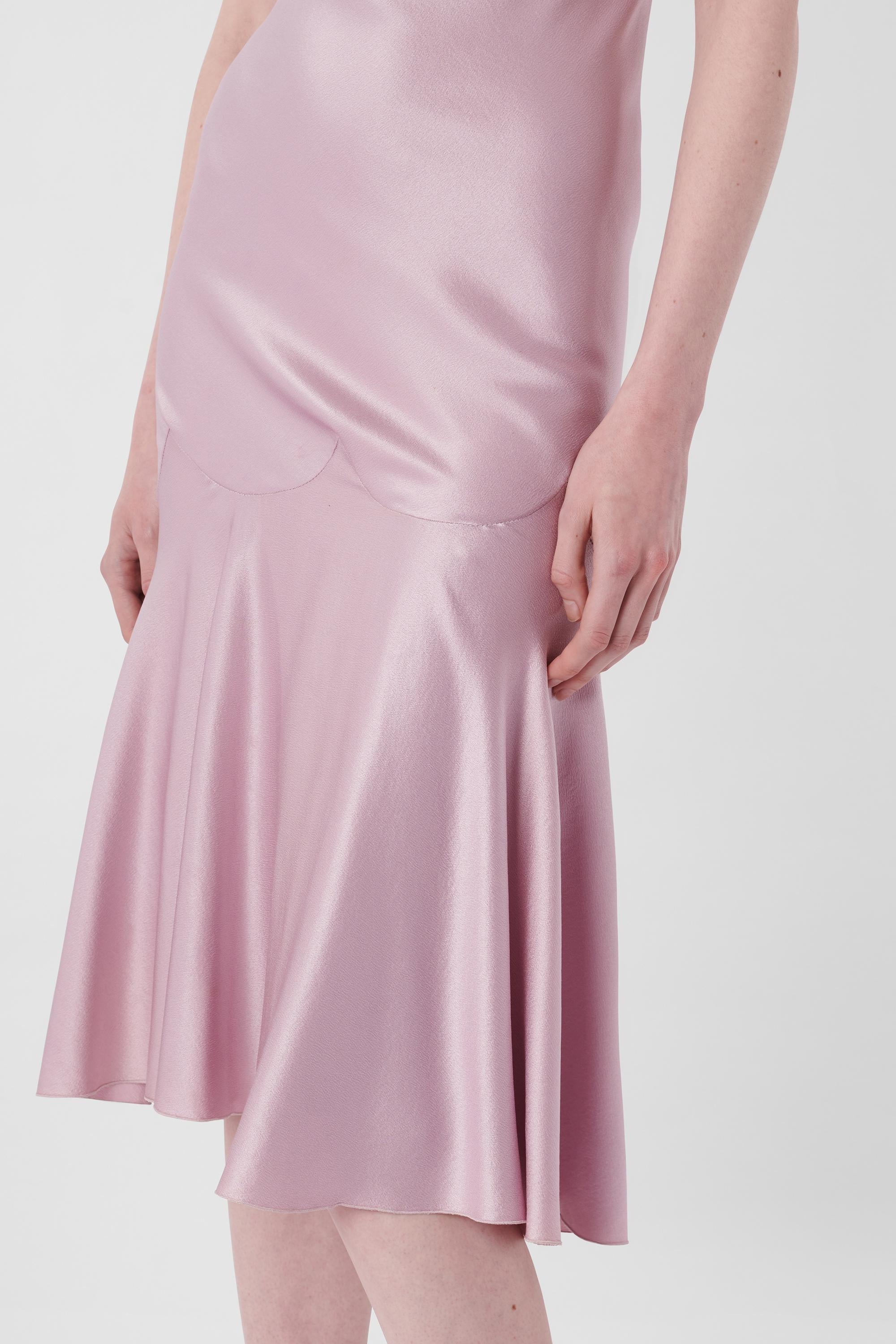 Beige Vintage S/S 2004 Lilac Silk Midi Dress For Sale