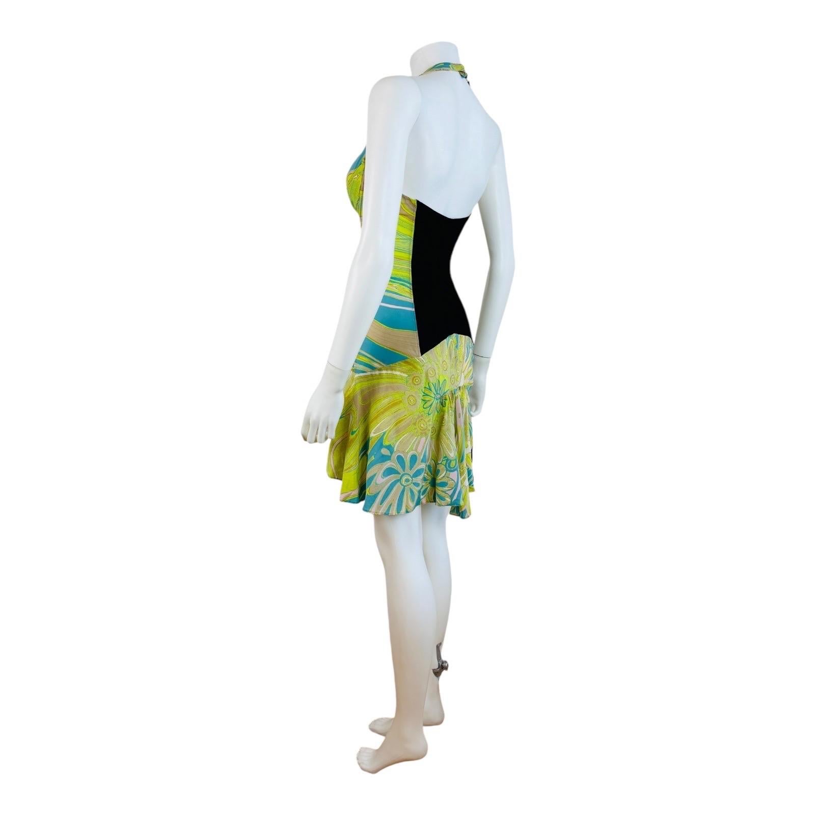 Vintage S/S 2004 Roberto Cavalli Corset Lace Up Halter Mini Dress Zebra Graphic 3