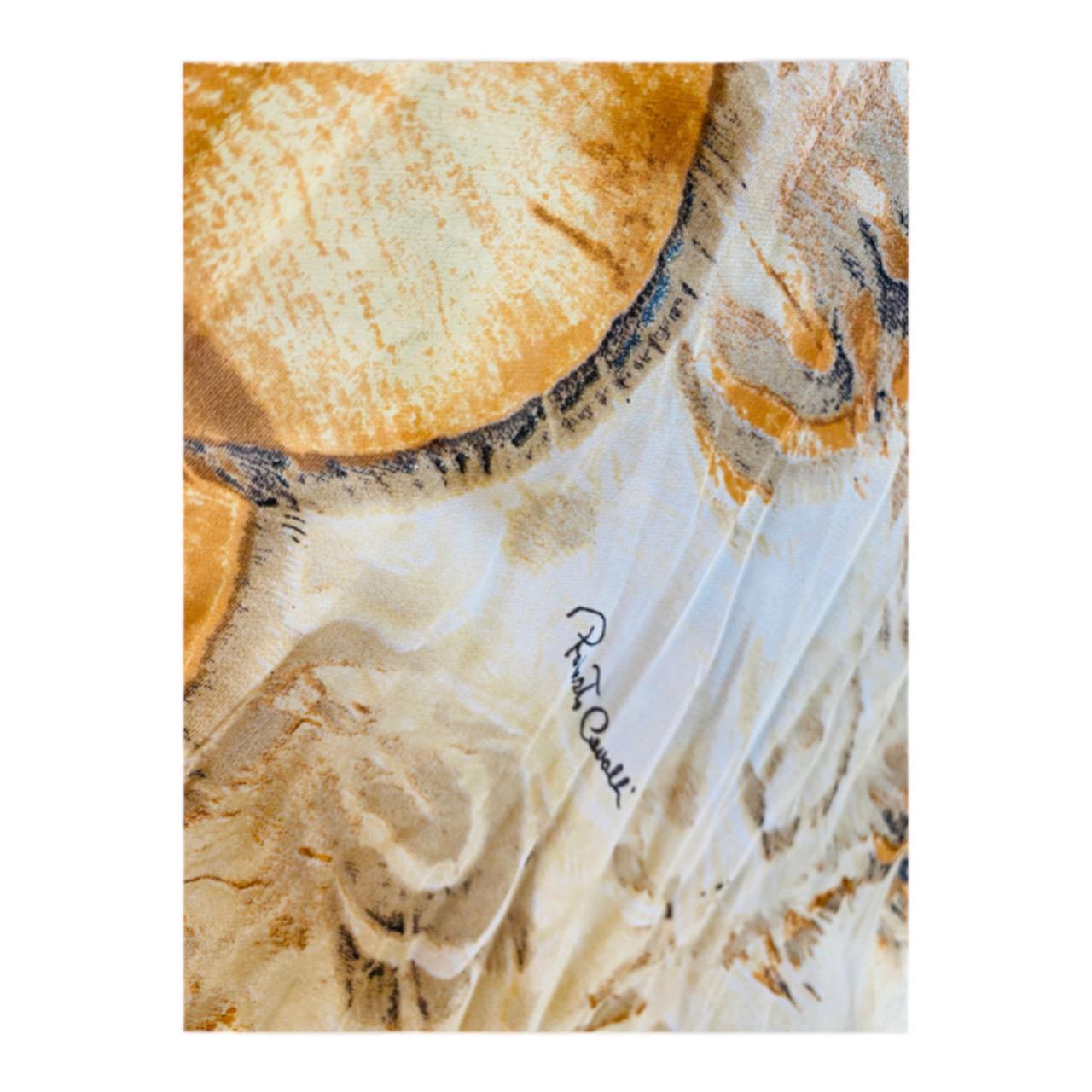 Vintage S/S 2004 Roberto Cavalli Feather Print Silk Top + Skirt Set For Sale 8