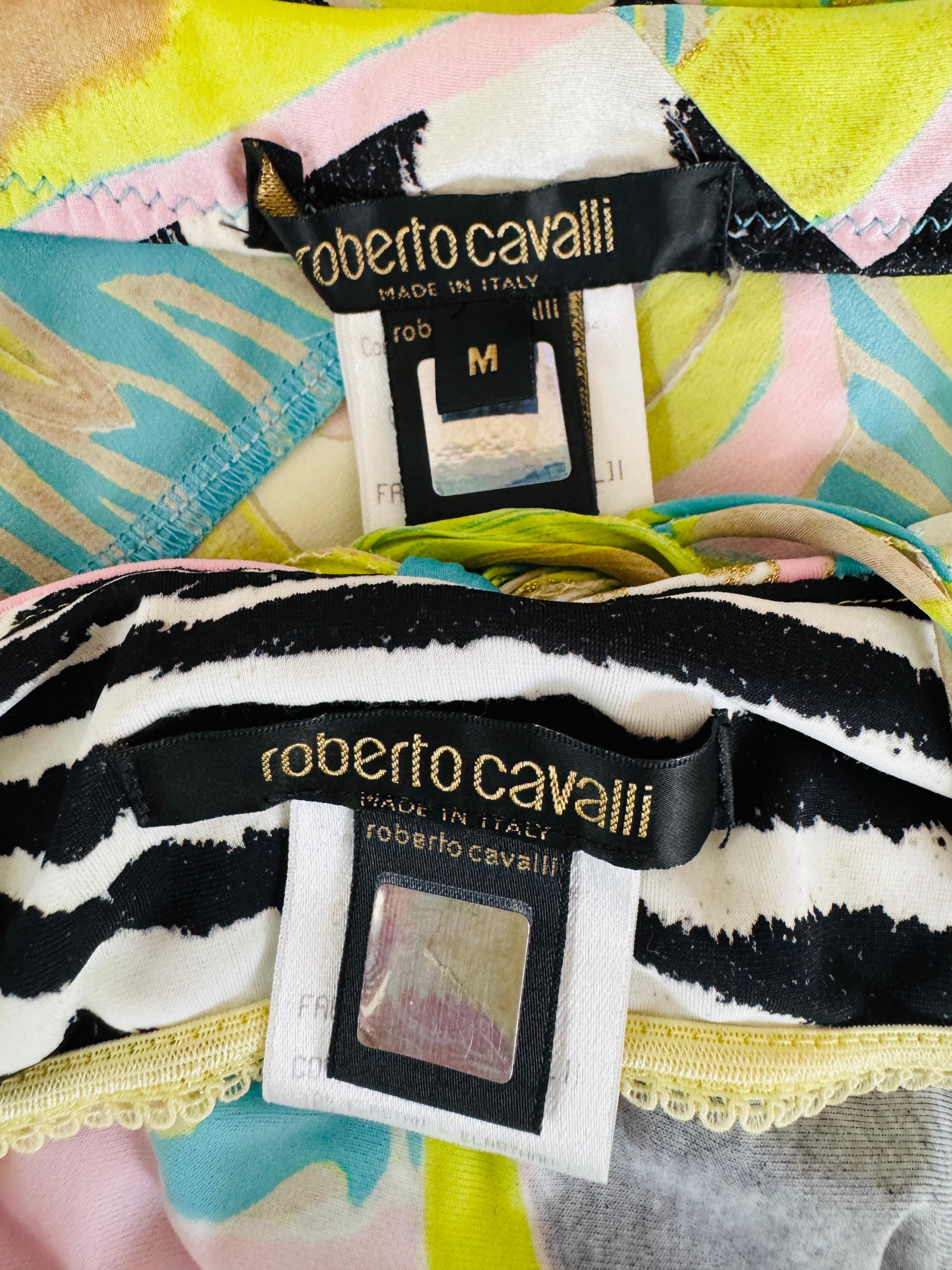 Vintage S/S 2004 Roberto Cavalli Geometrical Green Zebra Top Skirt Midi en vente 6
