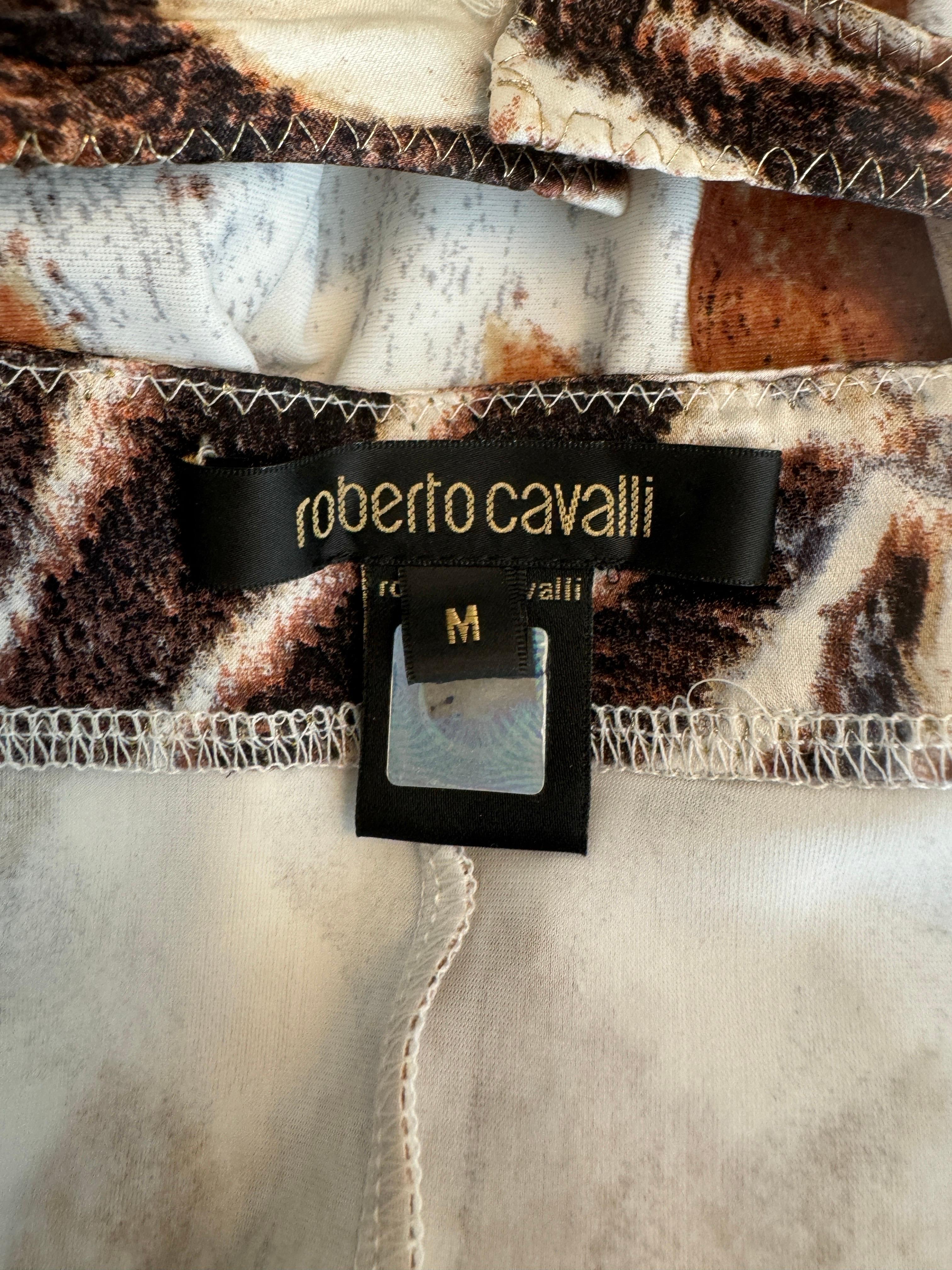Vintage S/S 2004 Y2K Roberto Cavalli Animal Print Halter Dress Lace Up Front For Sale 8