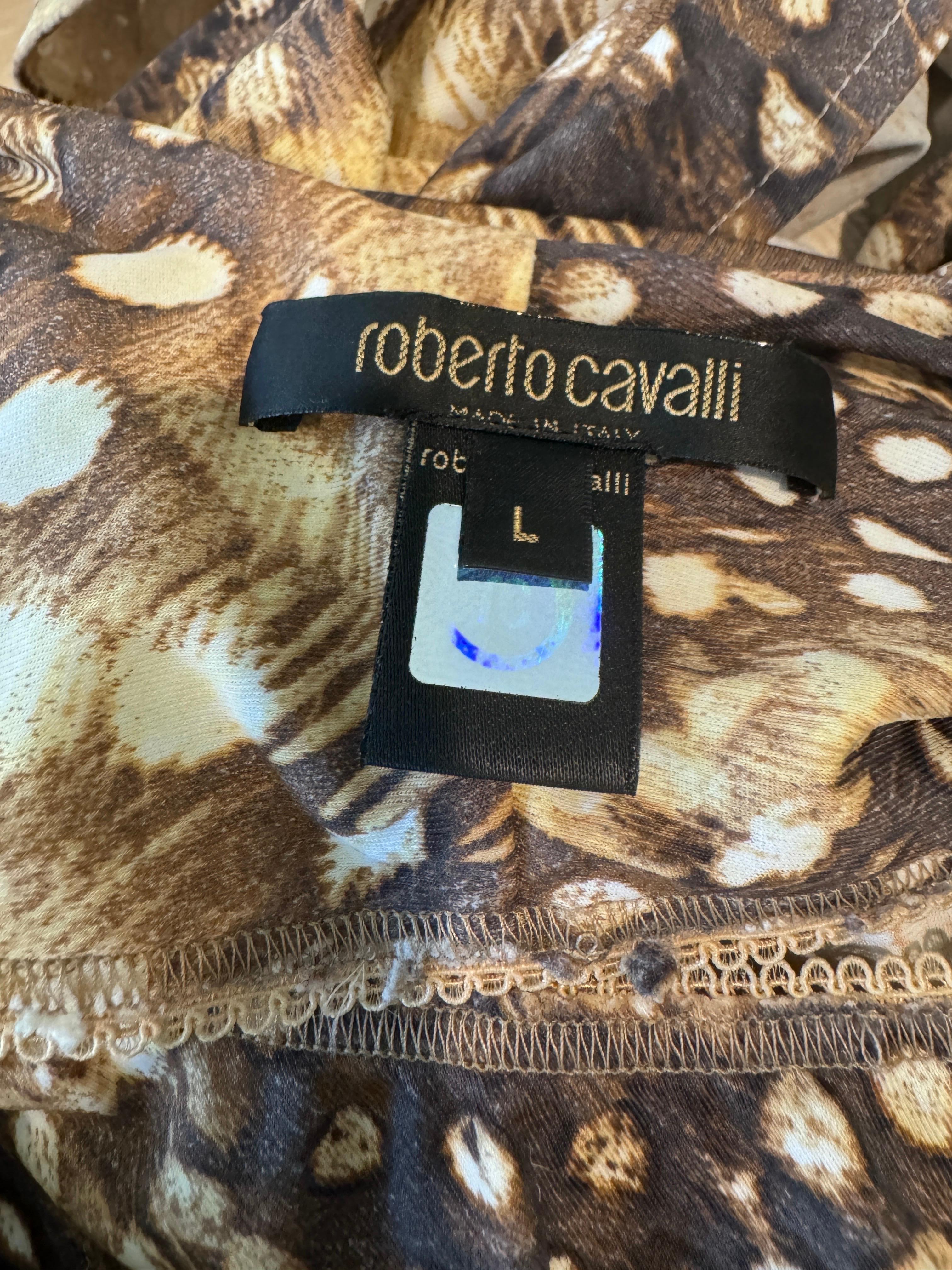 Vintage S/S 2004 Y2K Roberto Cavalli Feather Ruched Midi Dress For Sale 7